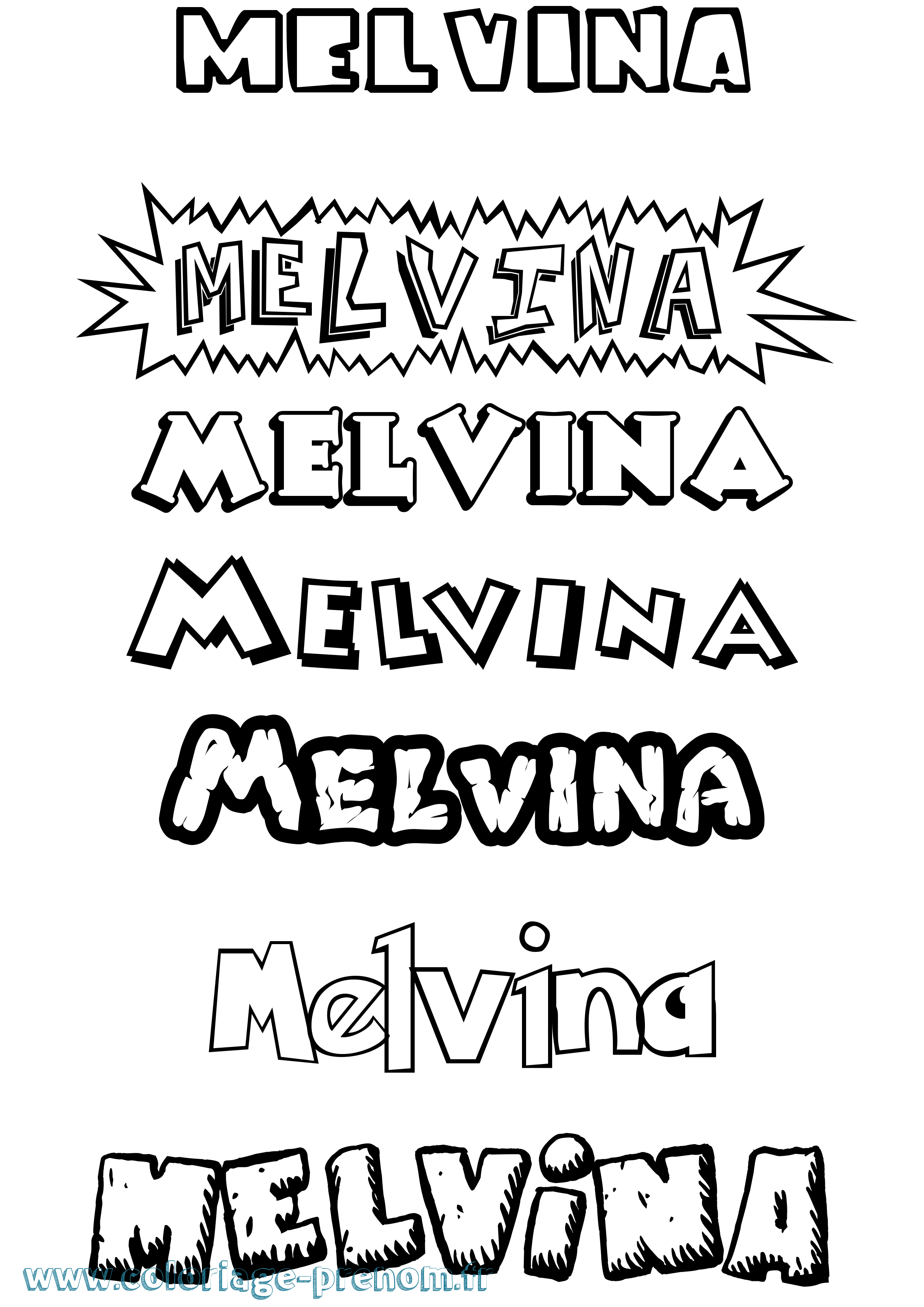 Coloriage Melvina Dessin Animé Coloriage prénom Melvina Dessin Animé