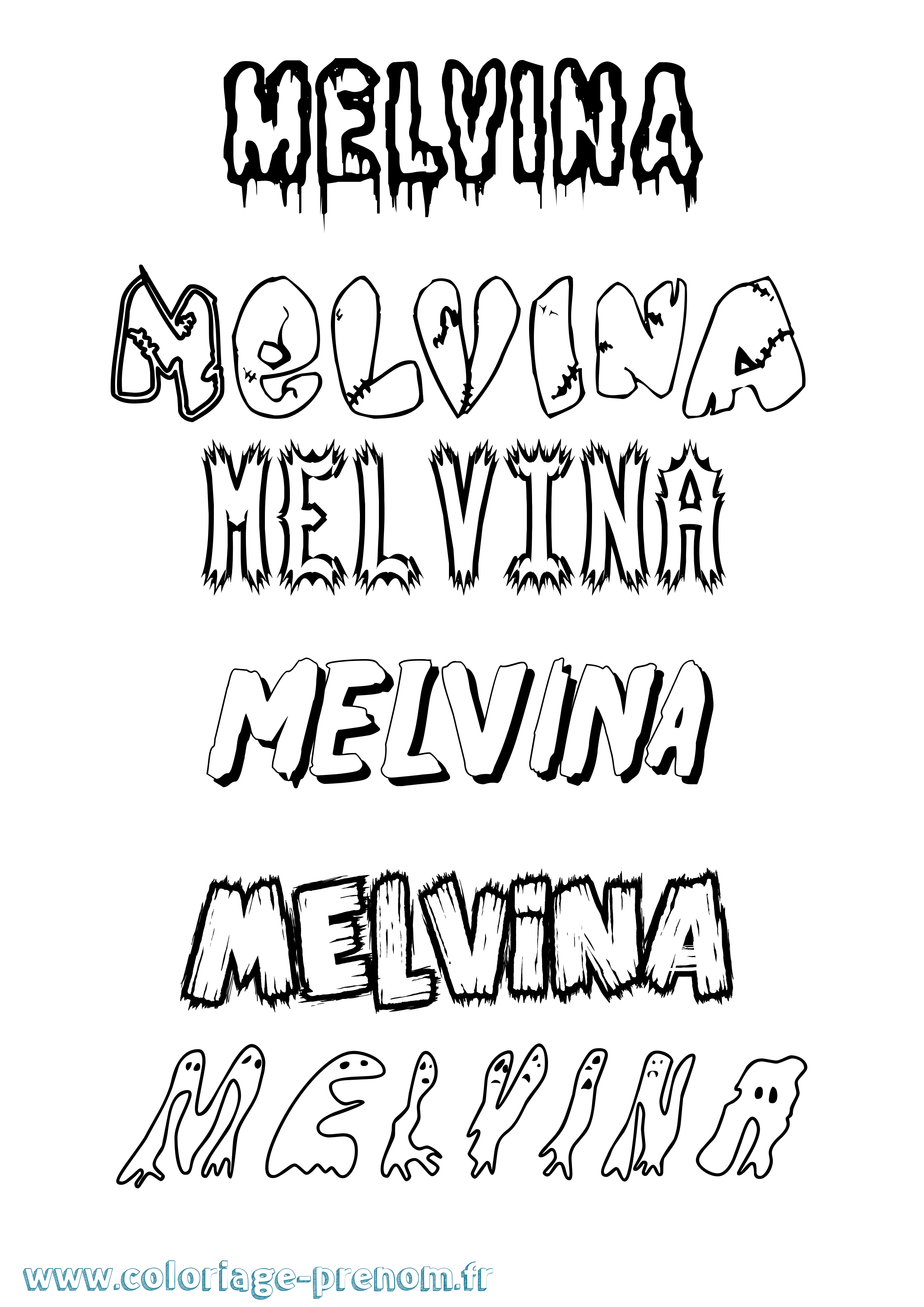 Coloriage Melvina Frisson Coloriage prénom Melvina Frisson