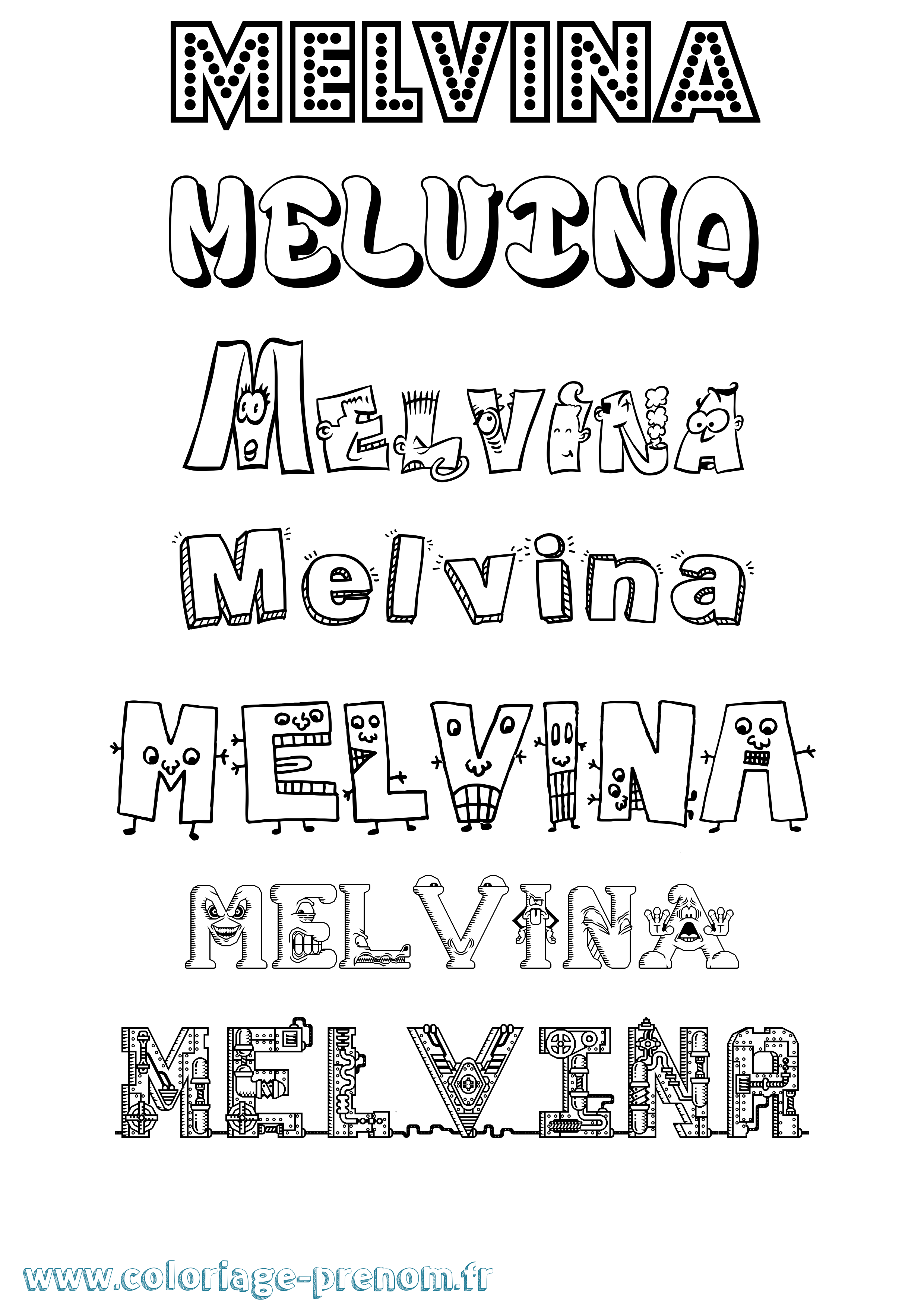 Coloriage Melvina Fun Coloriage prénom Melvina Fun
