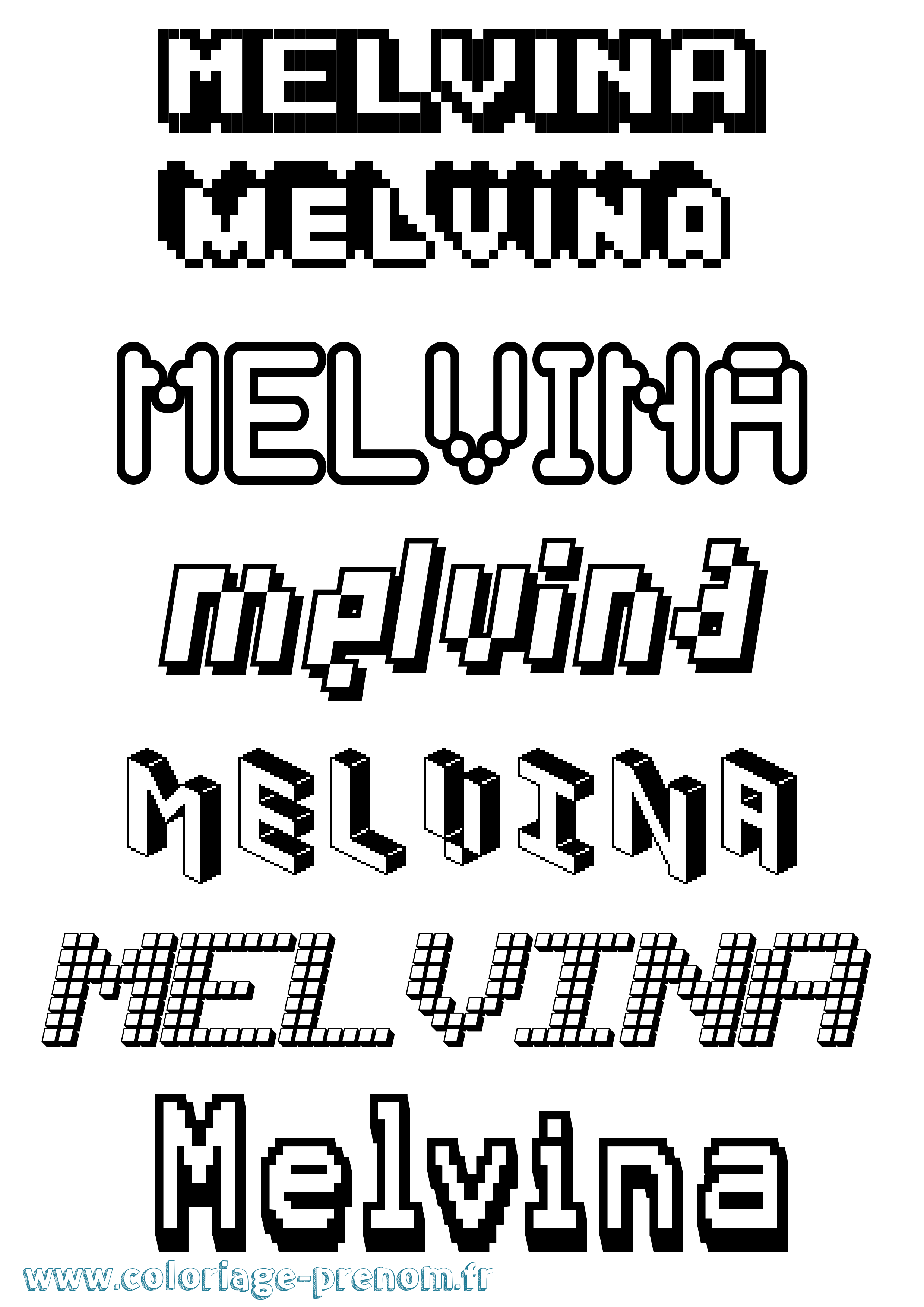 Coloriage Melvina Pixel Coloriage prénom Melvina Pixel