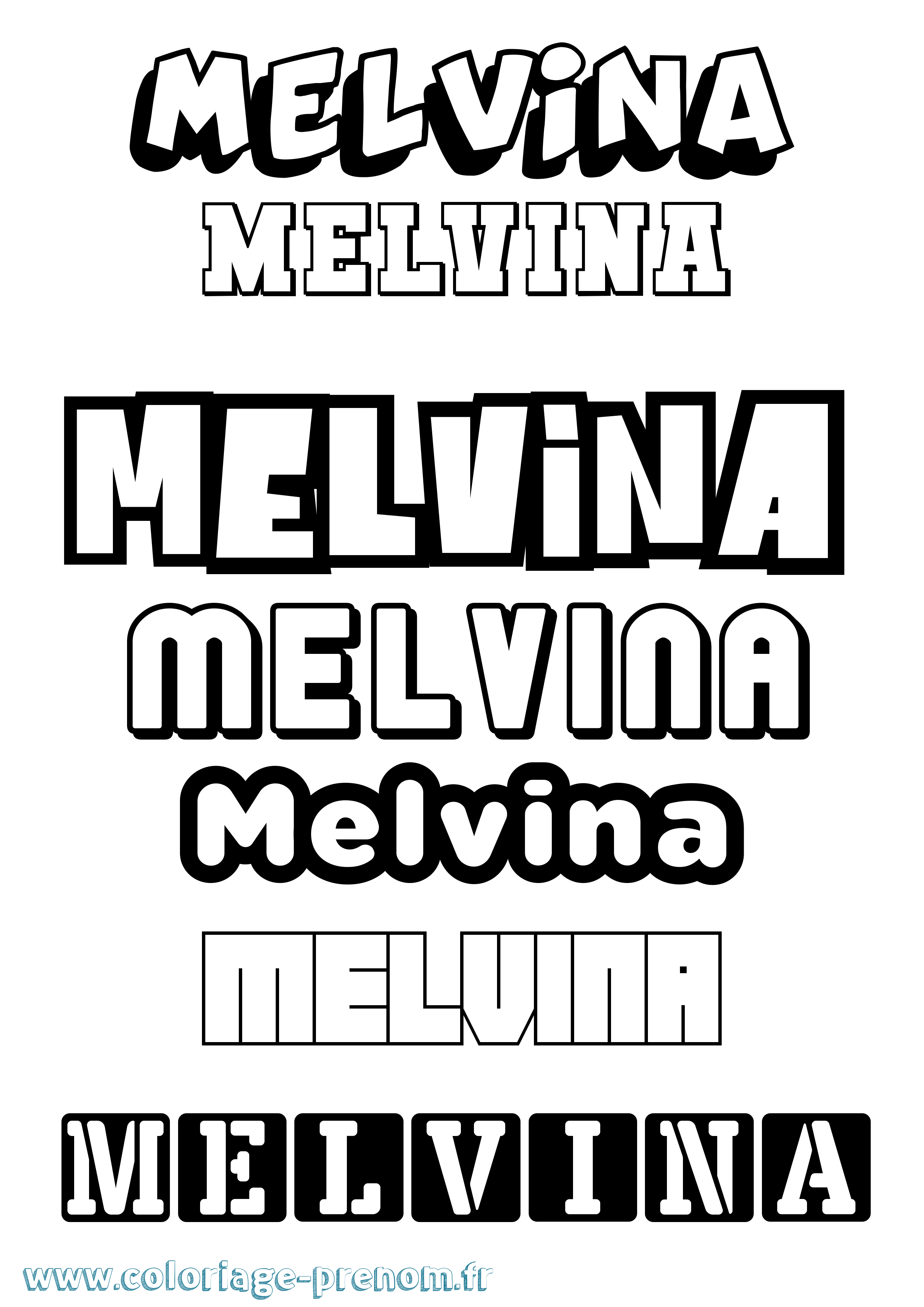 Coloriage Melvina Simple Coloriage prénom Melvina Simple