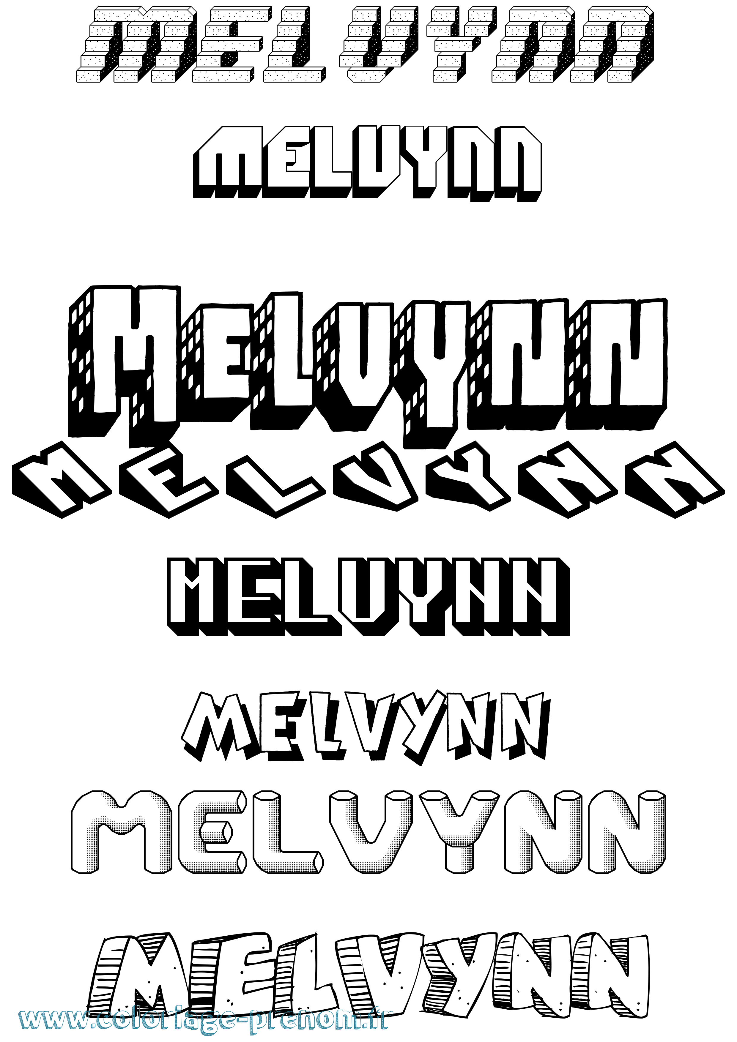 Coloriage Melvynn Effet 3D Coloriage prénom Melvynn Effet 3D