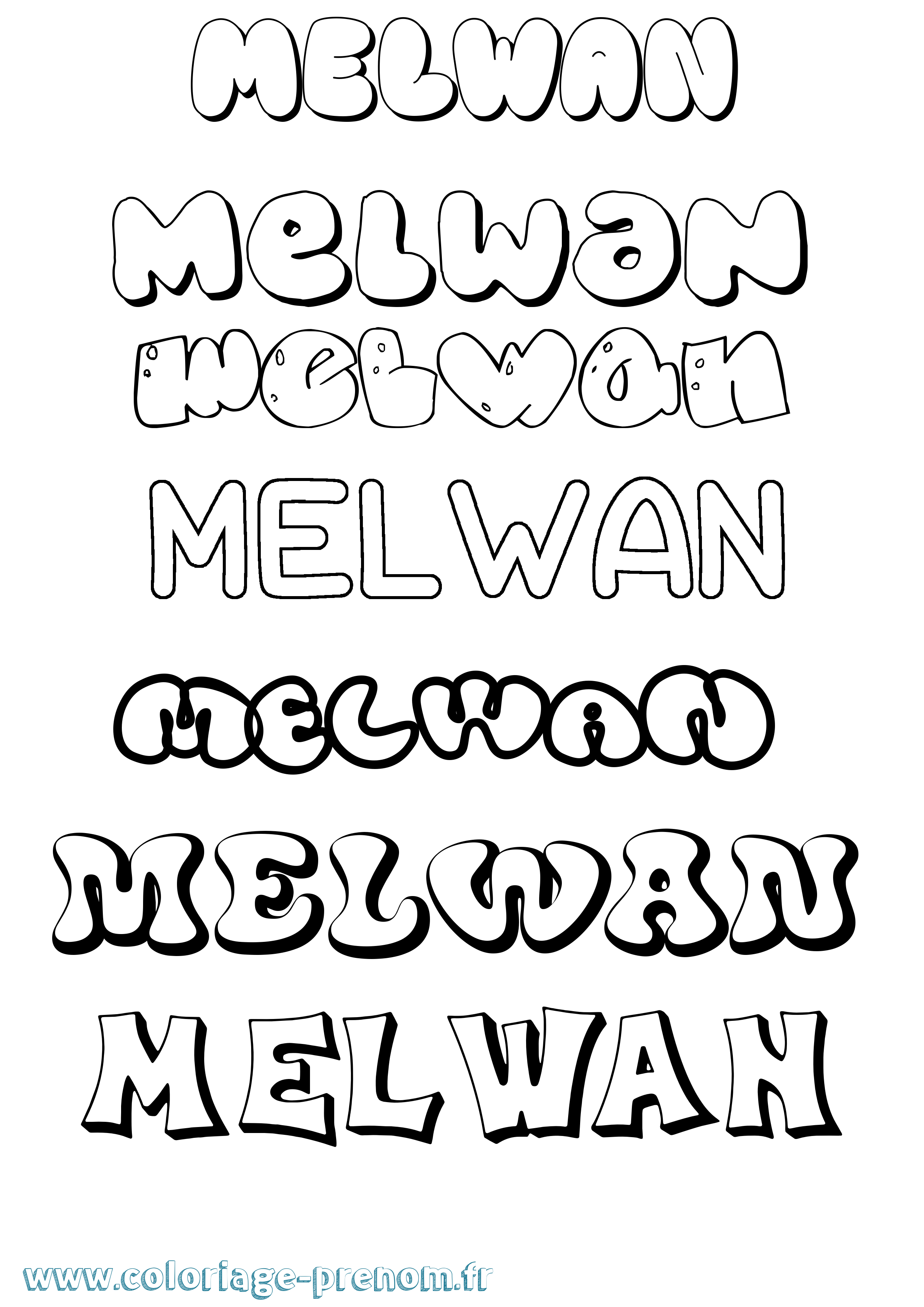 Coloriage Melwan Bubble Coloriage prénom Melwan Bubble