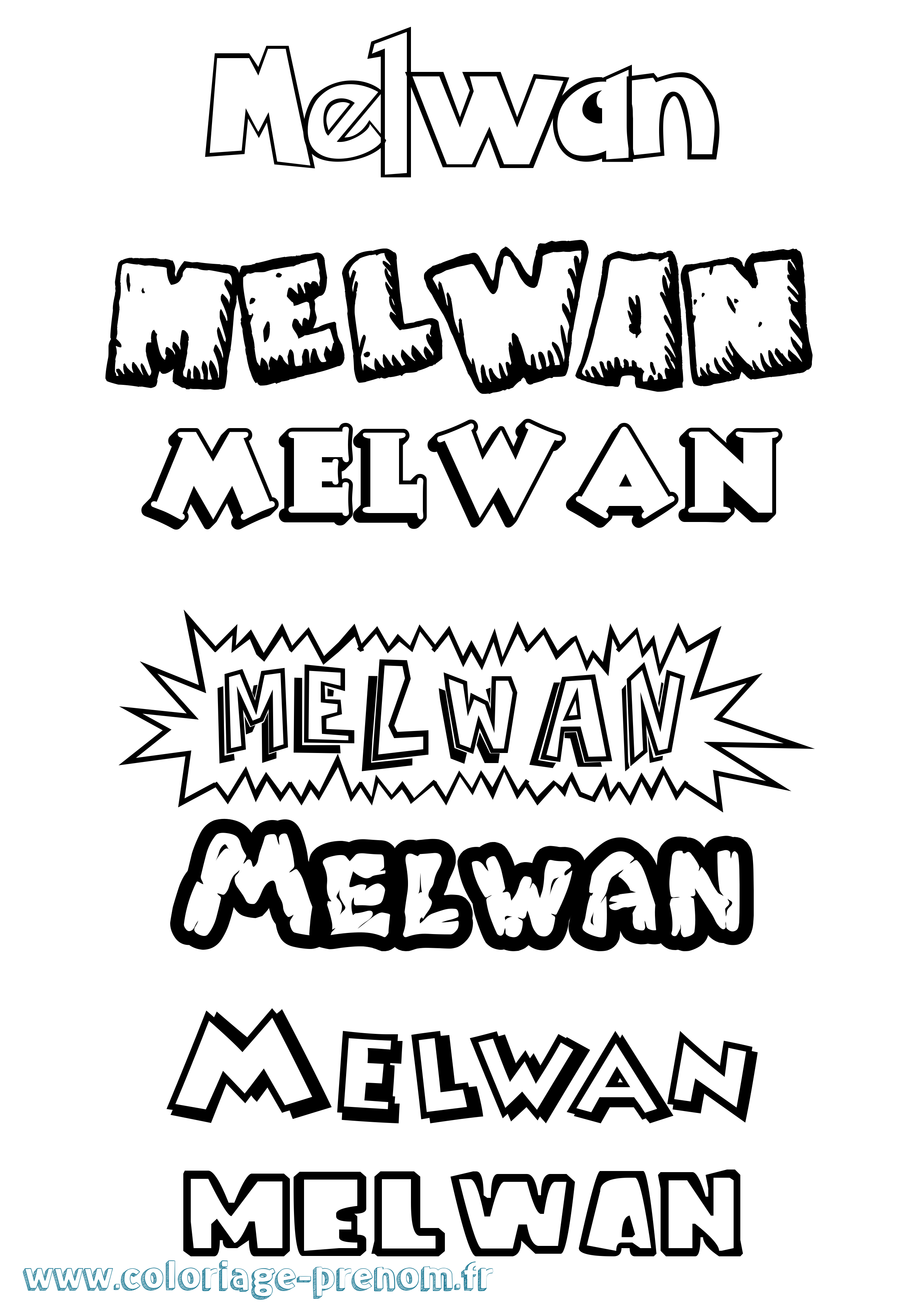 Coloriage Melwan Dessin Animé Coloriage prénom Melwan Dessin Animé