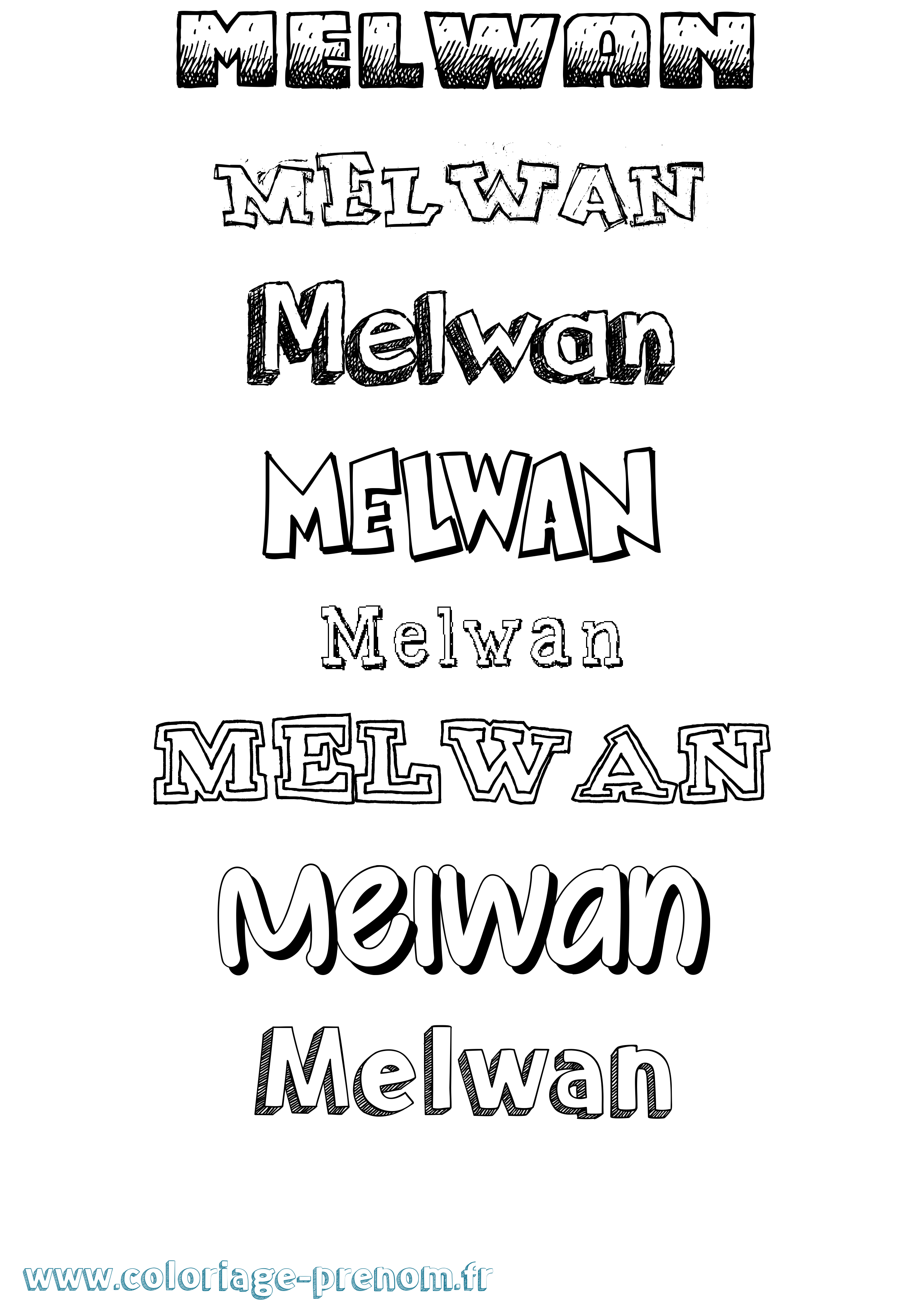 Coloriage Melwan Dessiné Coloriage prénom Melwan Dessiné