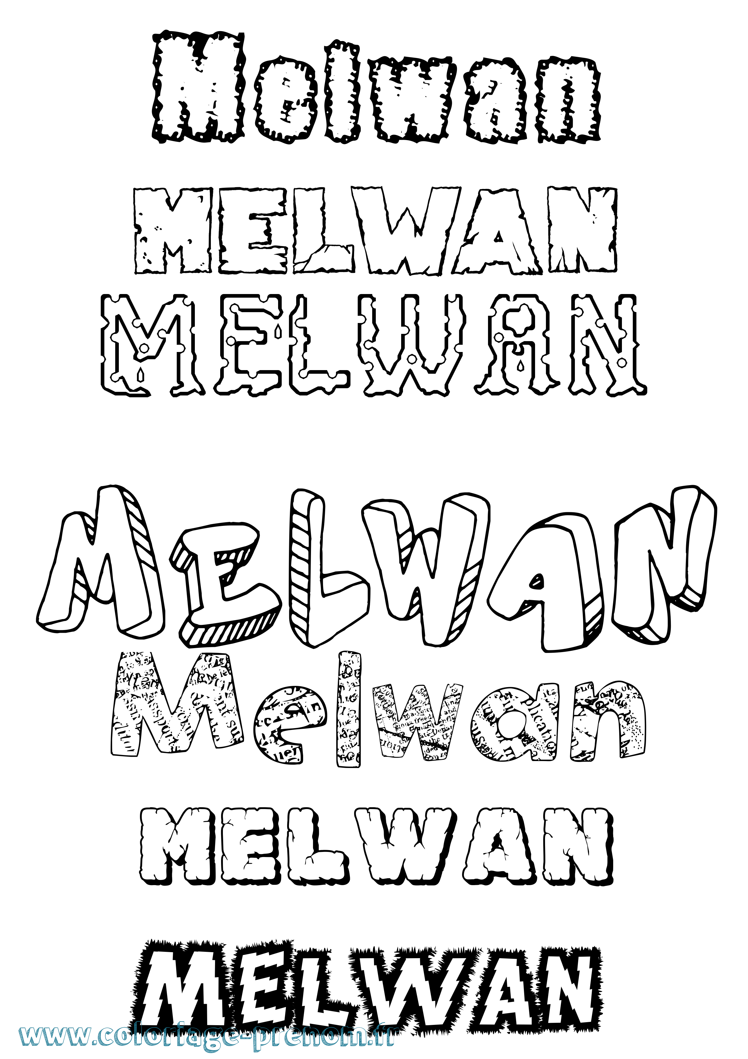 Coloriage Melwan Destructuré Coloriage prénom Melwan Destructuré