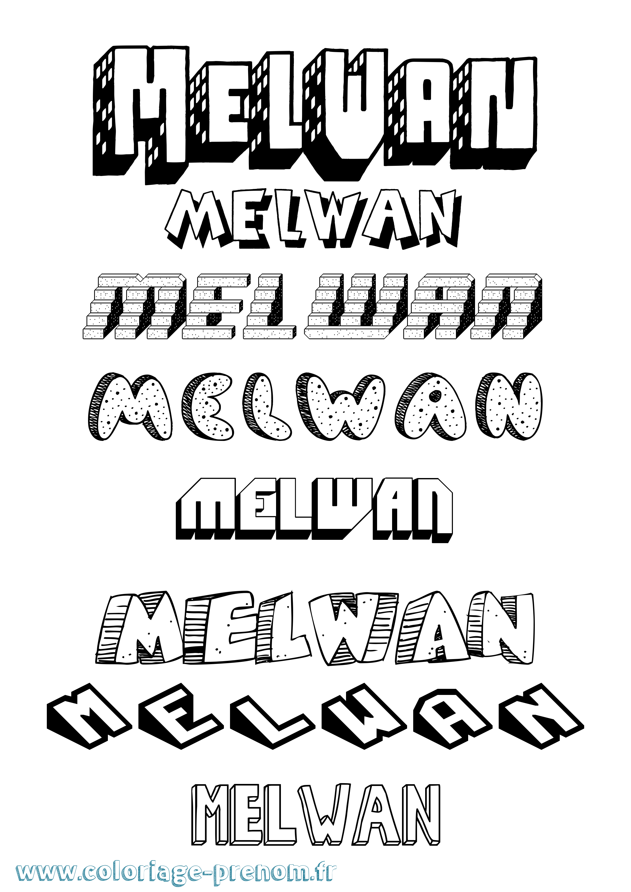 Coloriage Melwan Effet 3D Coloriage prénom Melwan Effet 3D