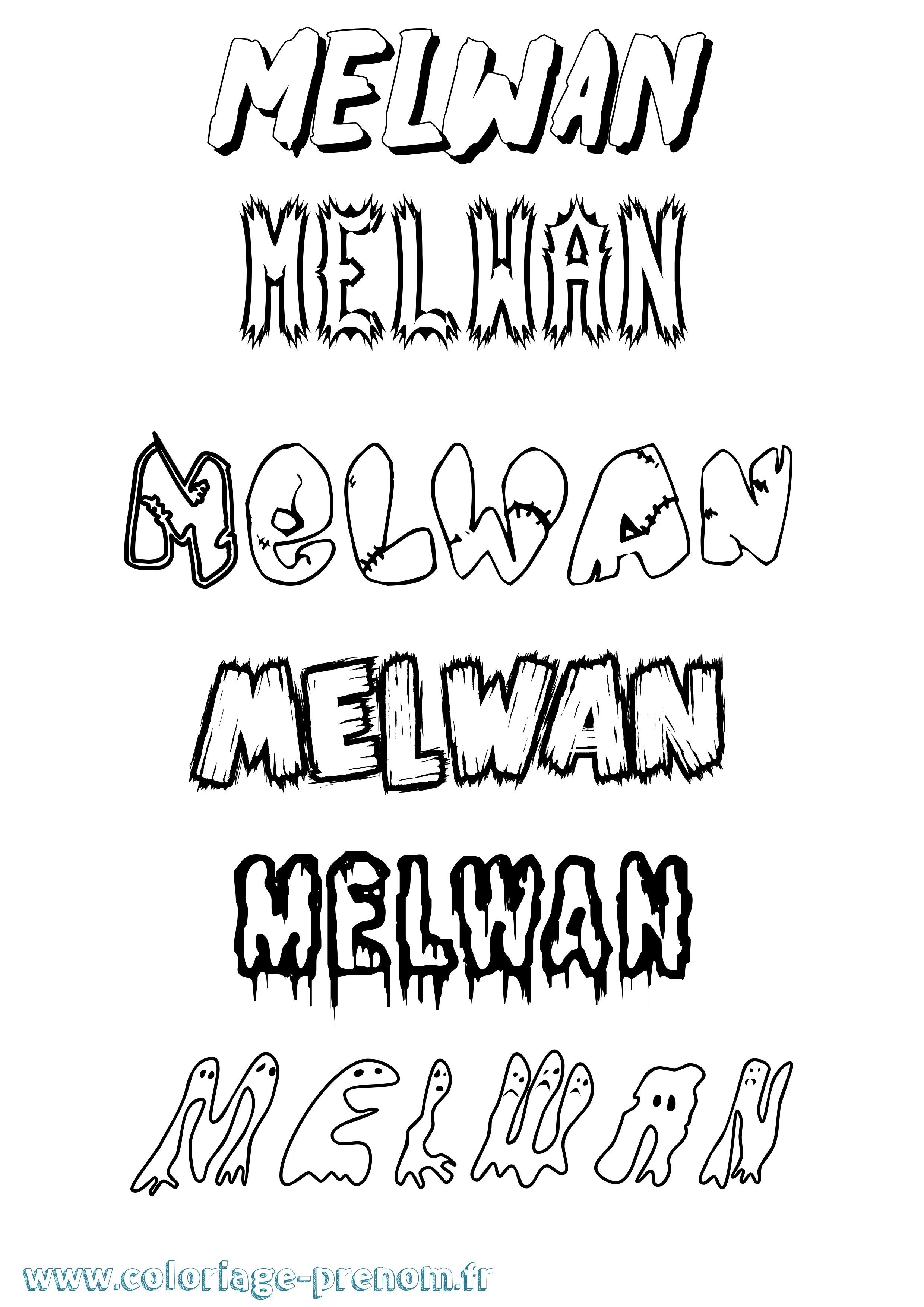 Coloriage Melwan Frisson Coloriage prénom Melwan Frisson