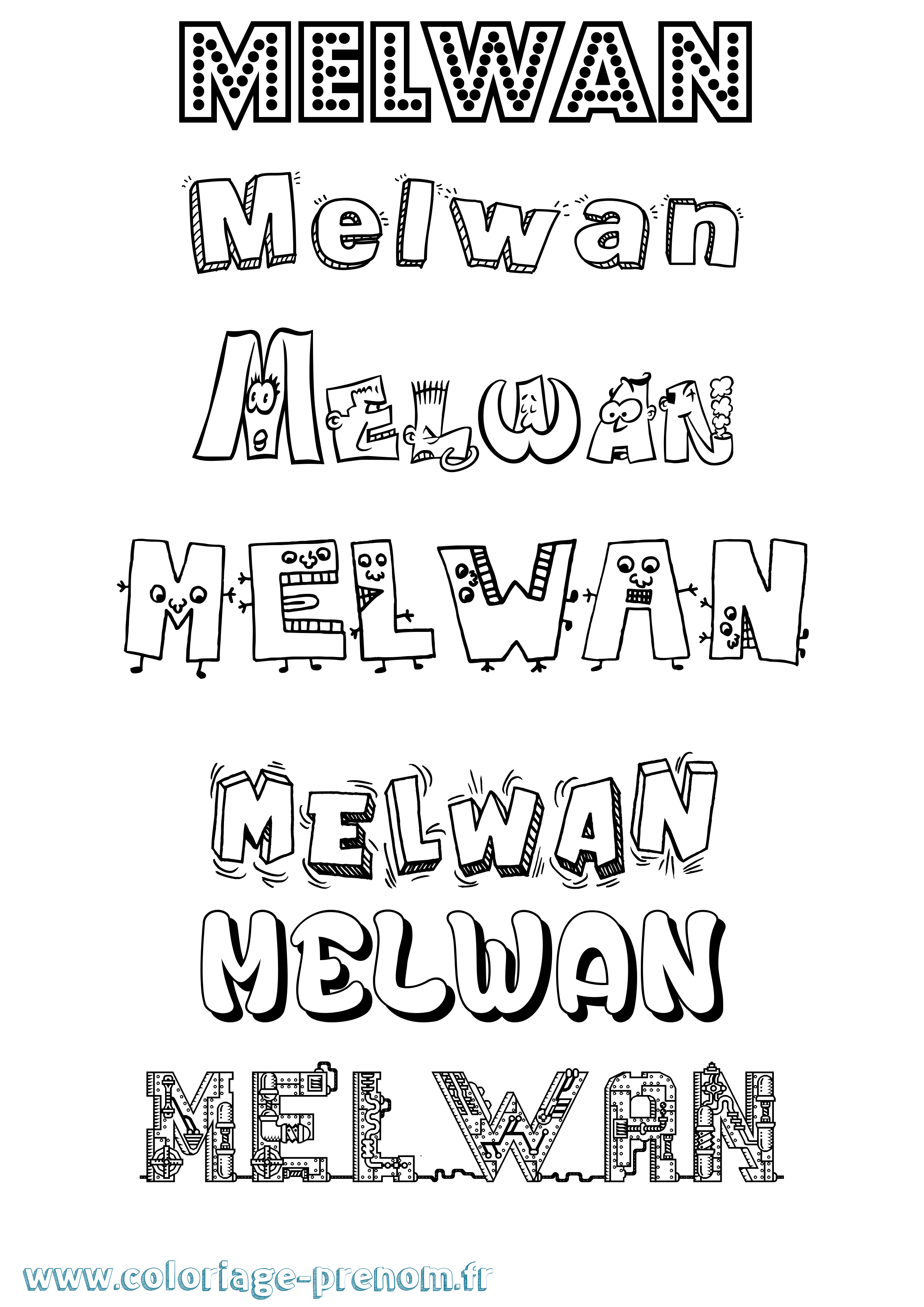 Coloriage Melwan Fun Coloriage prénom Melwan Fun