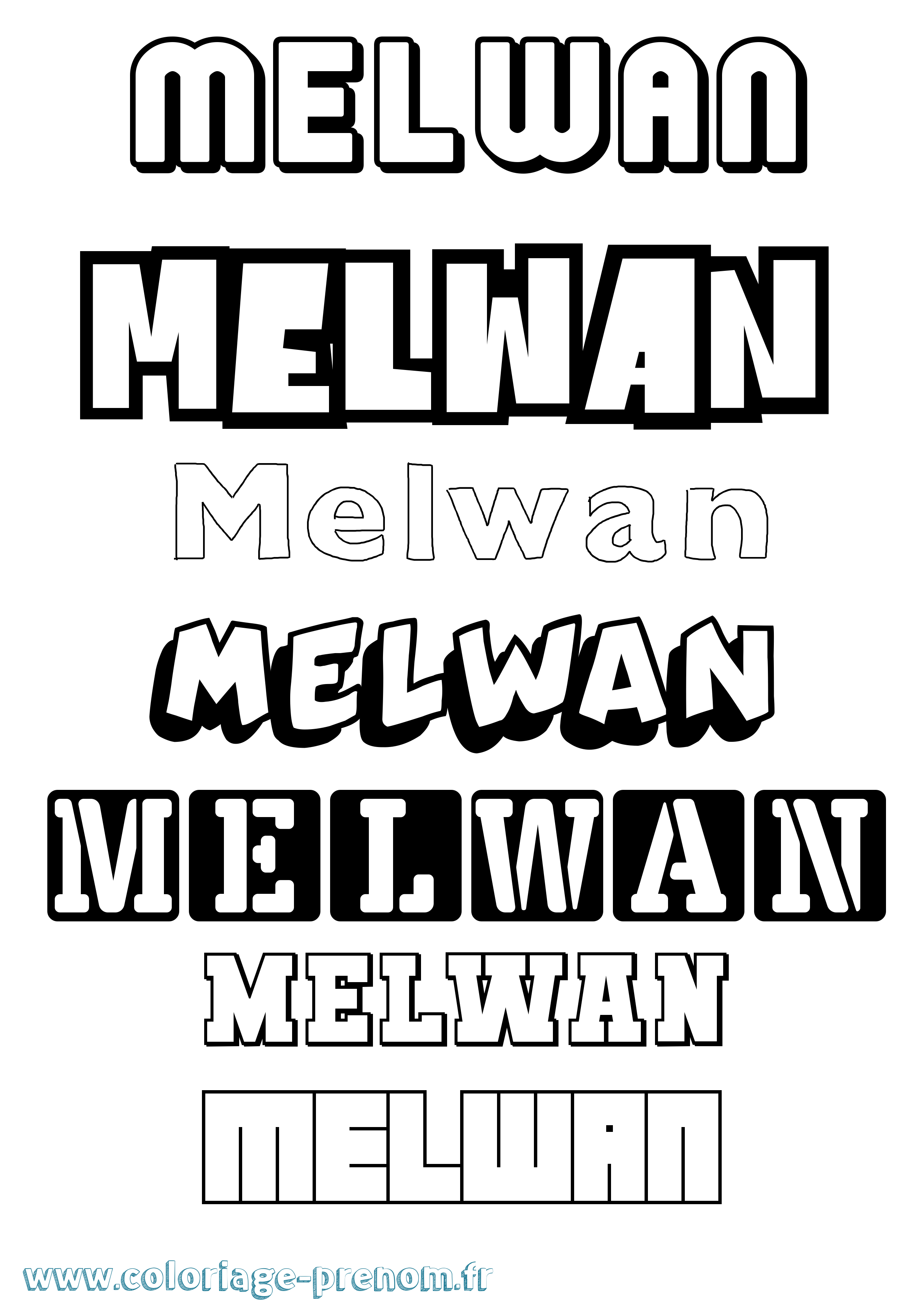 Coloriage Melwan Simple Coloriage prénom Melwan Simple