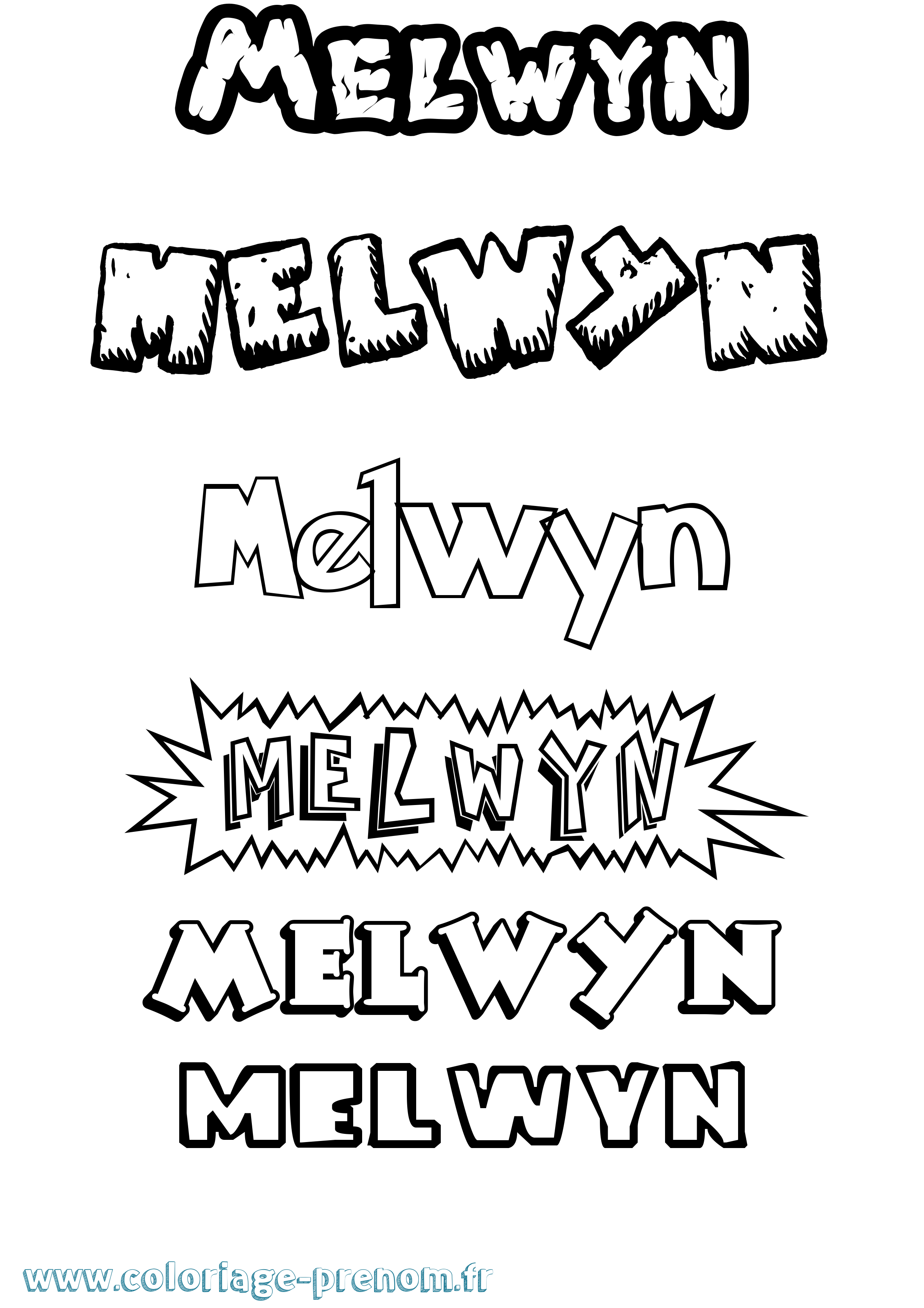 Coloriage Melwyn Dessin Animé Coloriage prénom Melwyn Dessin Animé