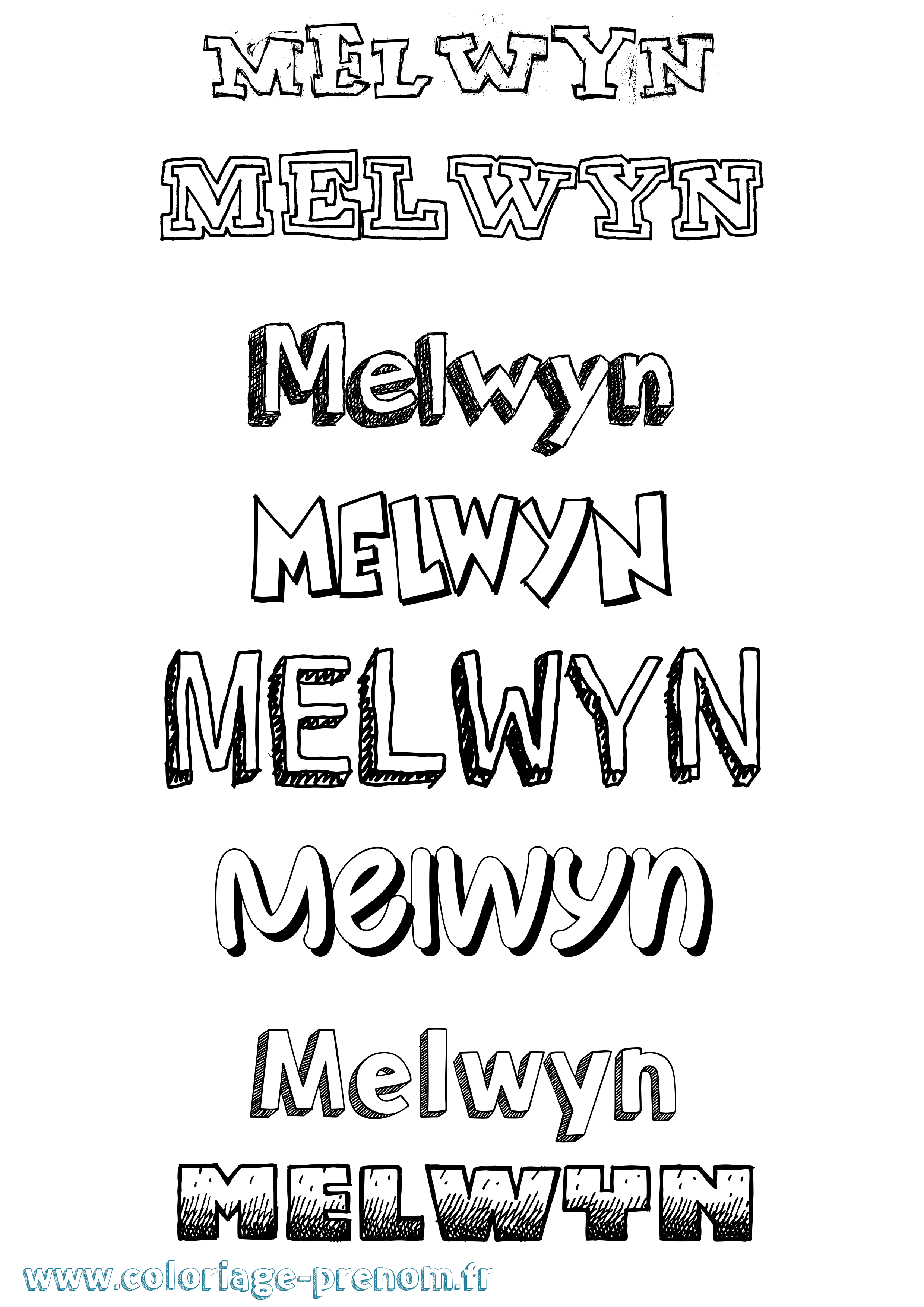 Coloriage Melwyn Dessiné Coloriage prénom Melwyn Dessiné