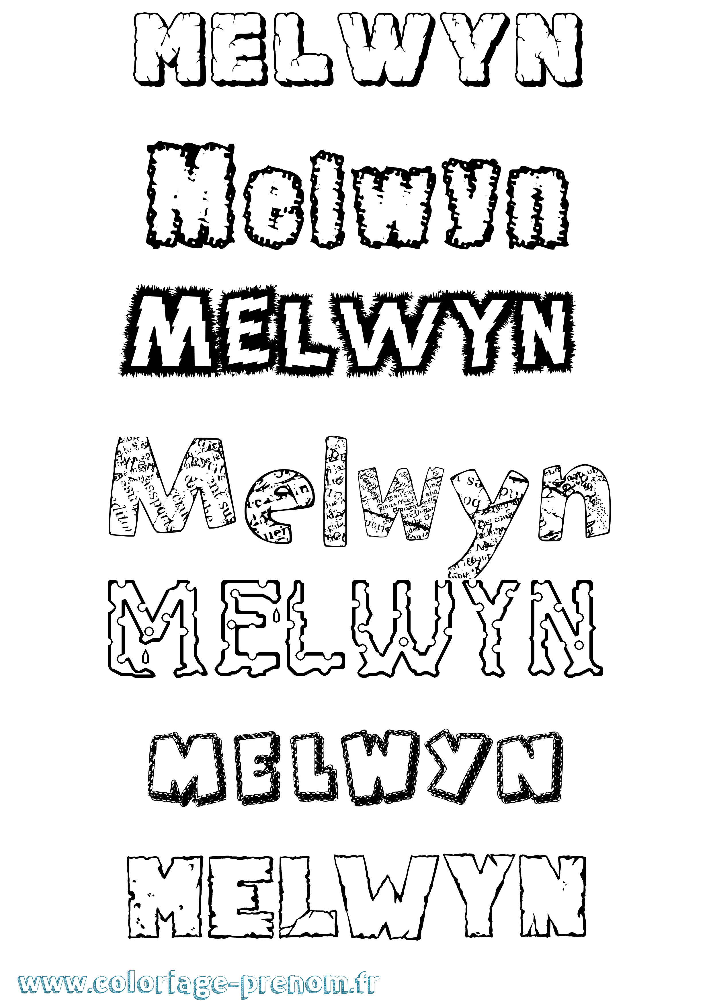 Coloriage Melwyn Destructuré Coloriage prénom Melwyn Destructuré