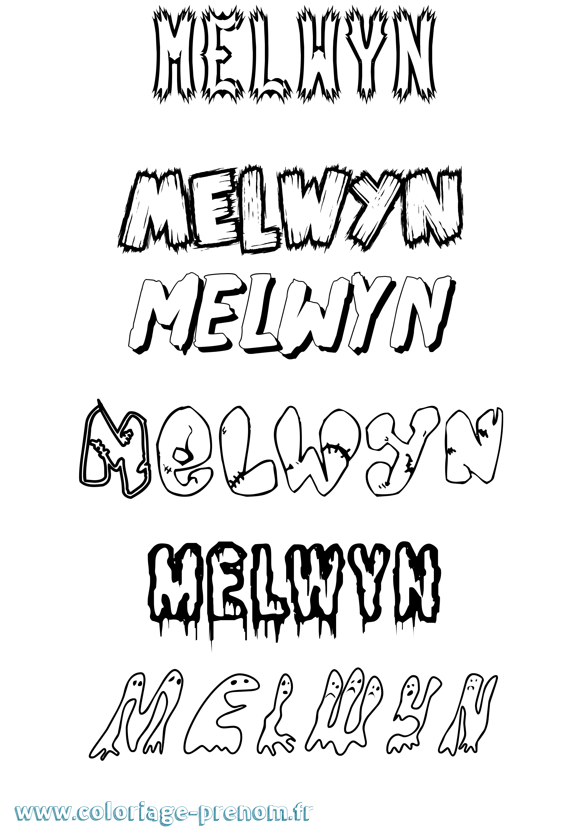 Coloriage Melwyn Frisson Coloriage prénom Melwyn Frisson