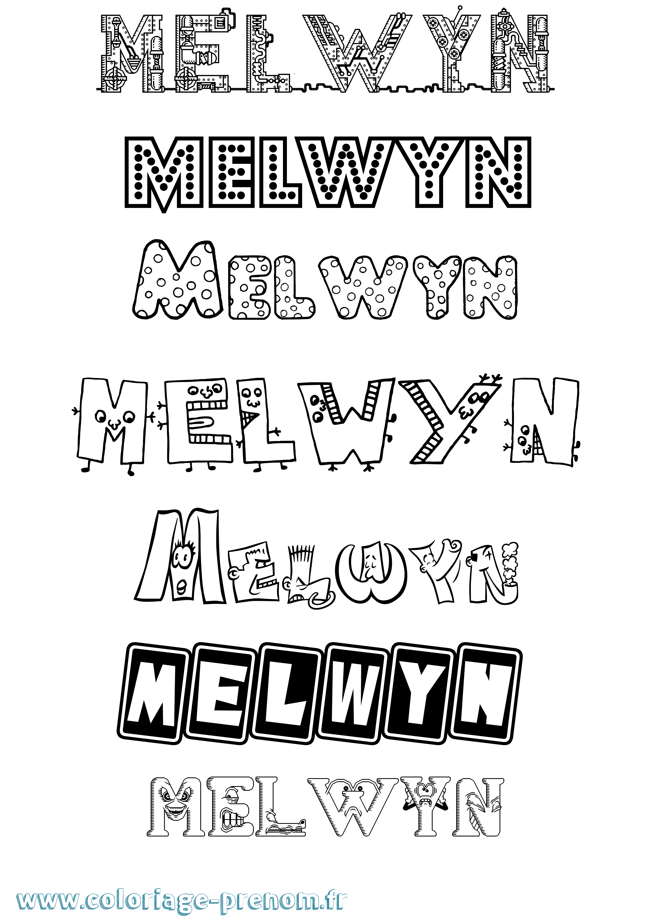 Coloriage Melwyn Fun Coloriage prénom Melwyn Fun
