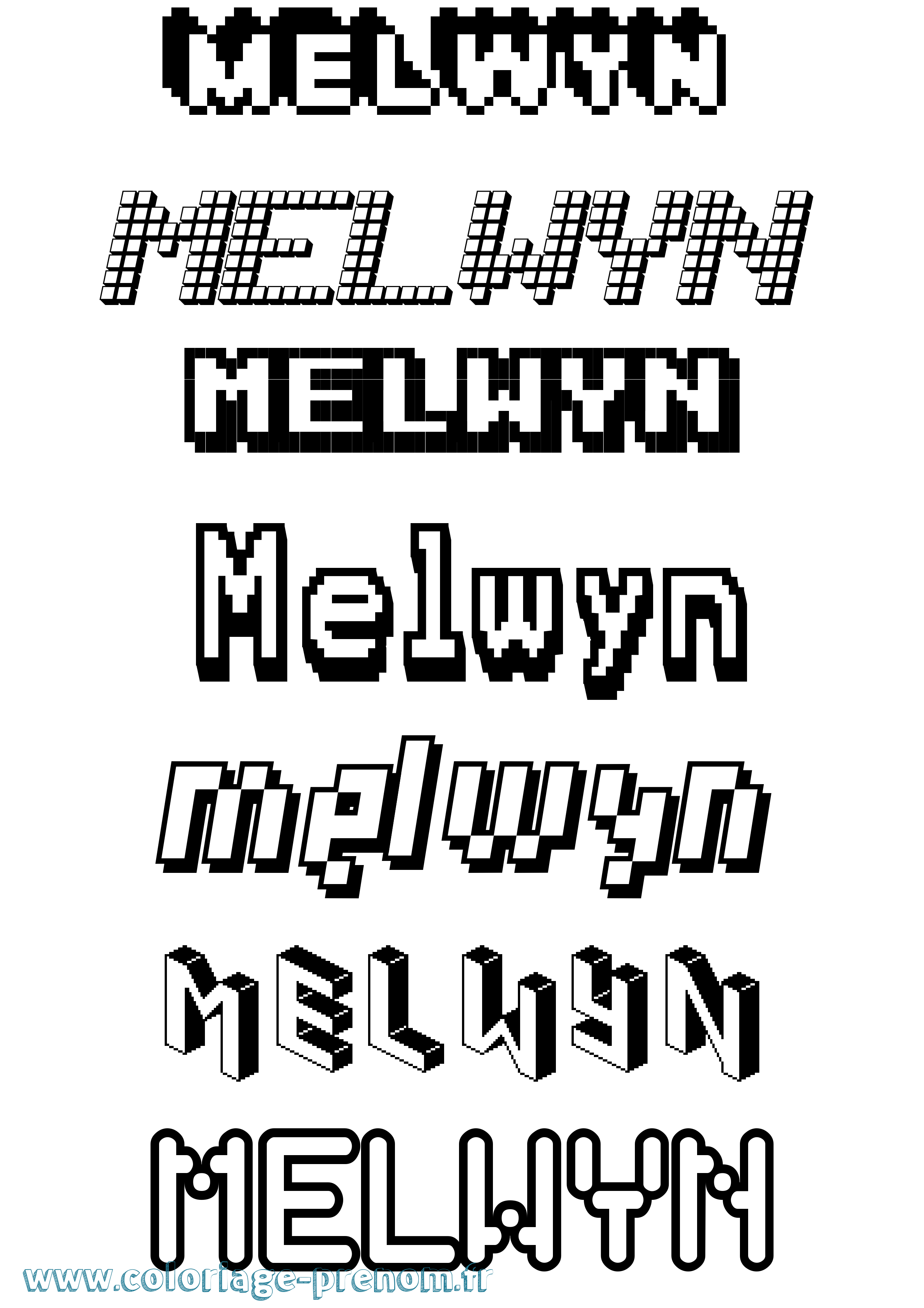 Coloriage Melwyn Pixel Coloriage prénom Melwyn Pixel