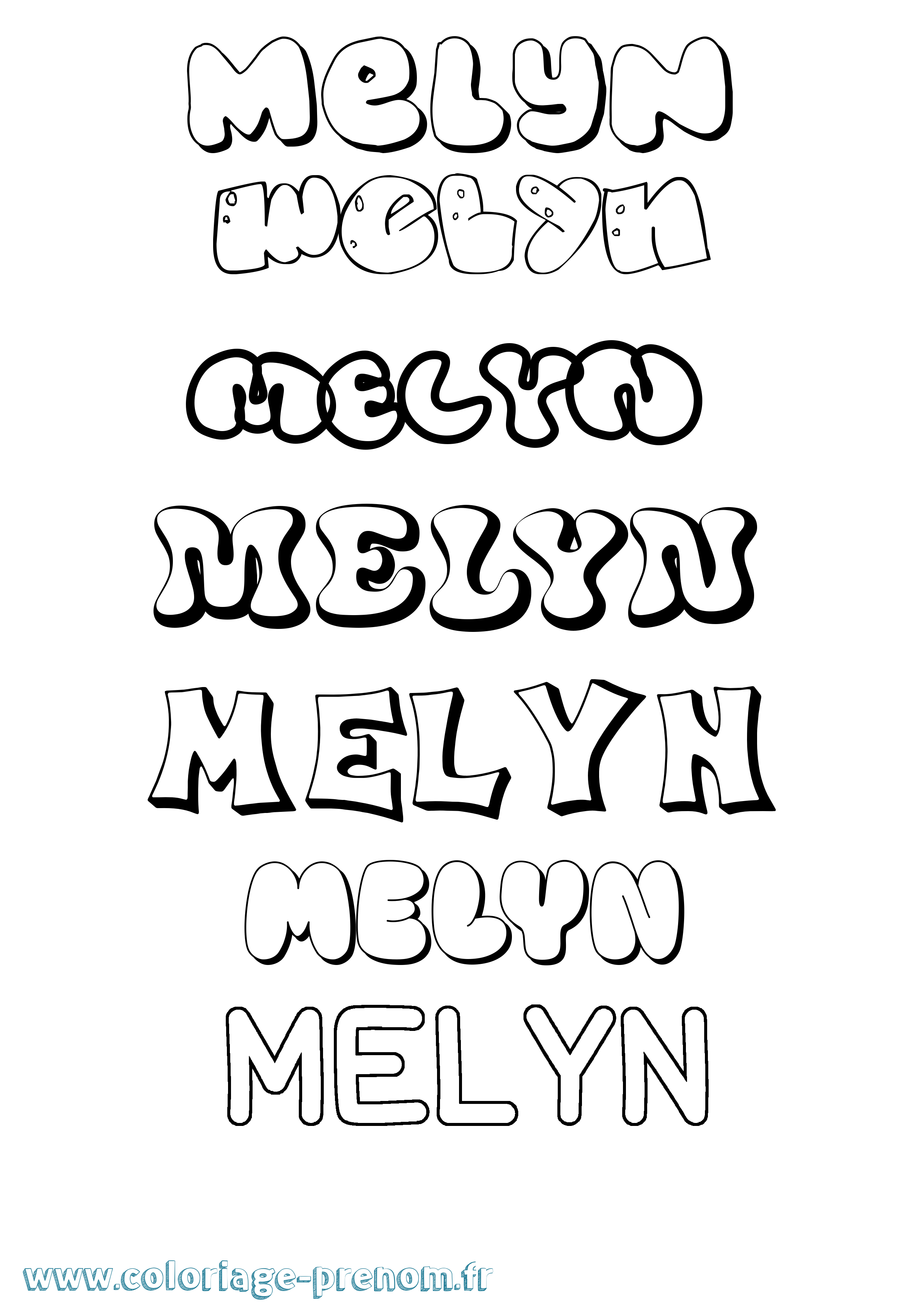 Coloriage Melyn Bubble Coloriage prénom Melyn Bubble