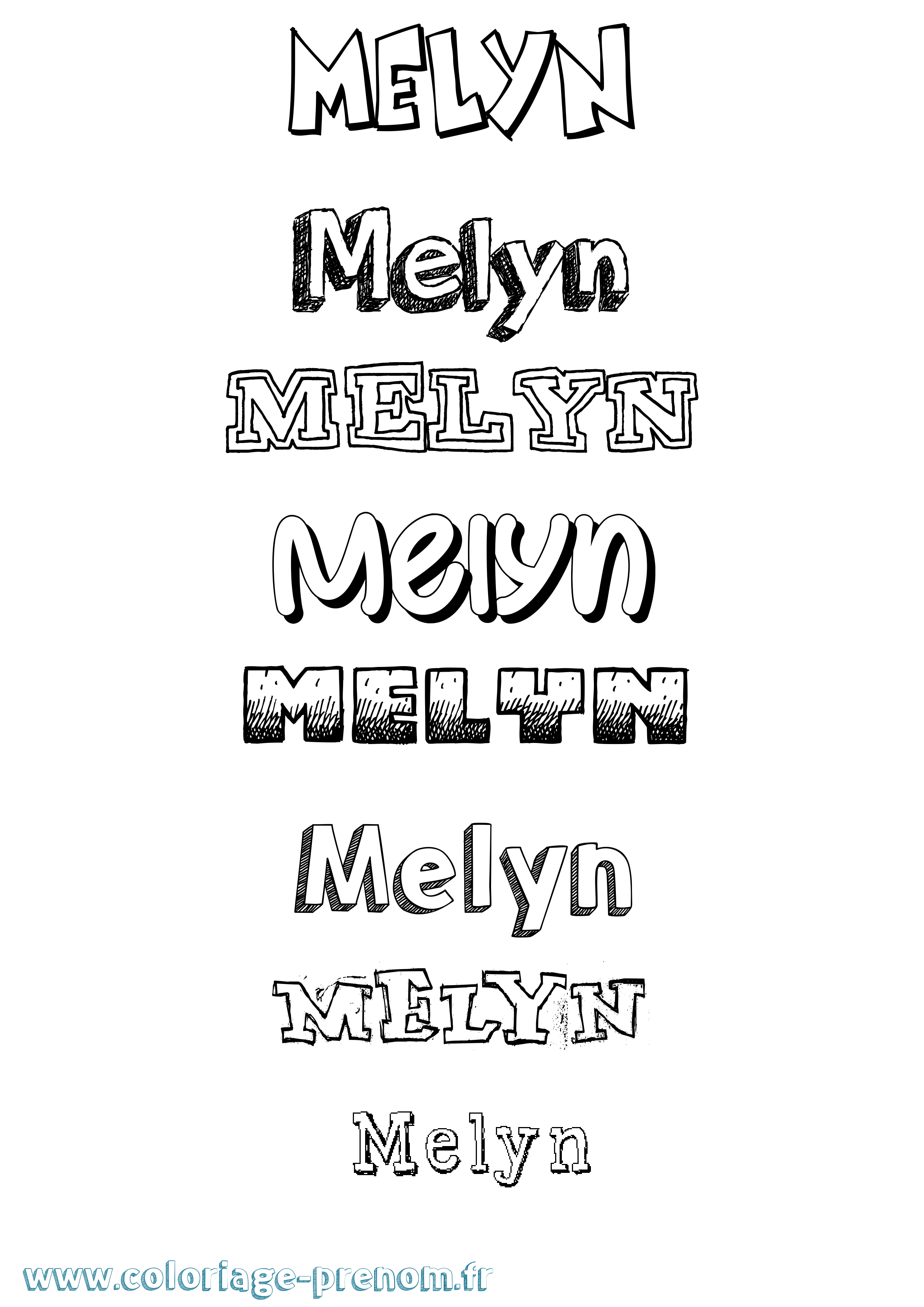 Coloriage Melyn Dessiné Coloriage prénom Melyn Dessiné