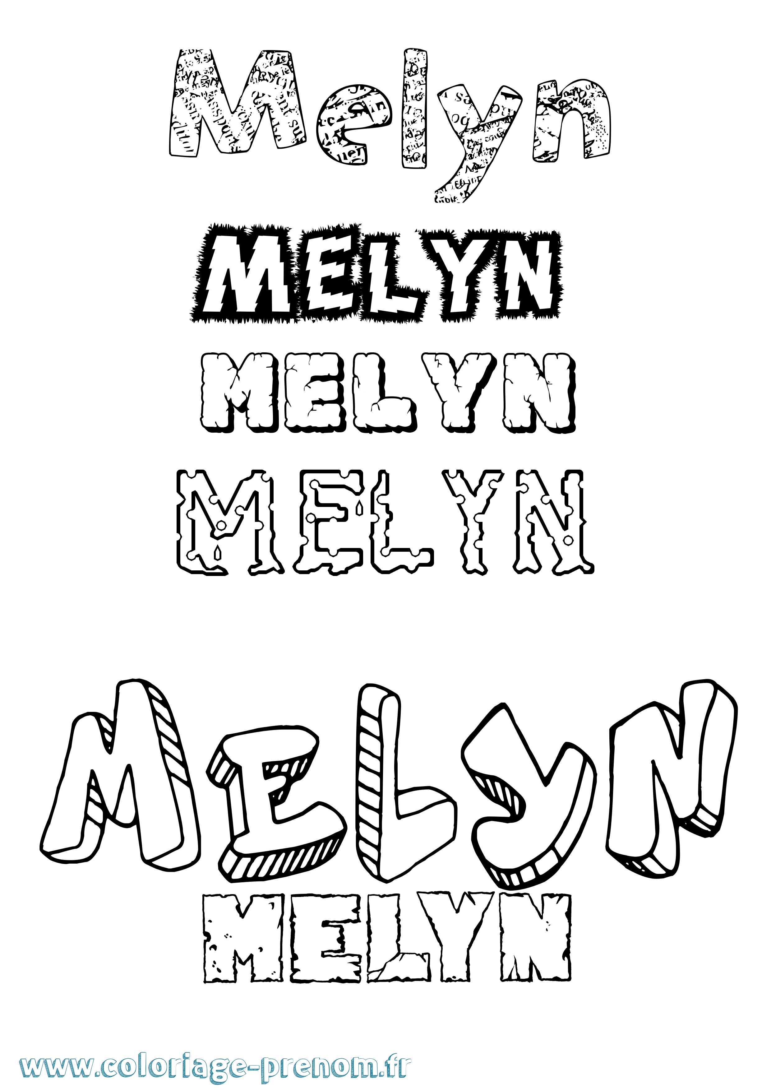 Coloriage Melyn Destructuré Coloriage prénom Melyn Destructuré