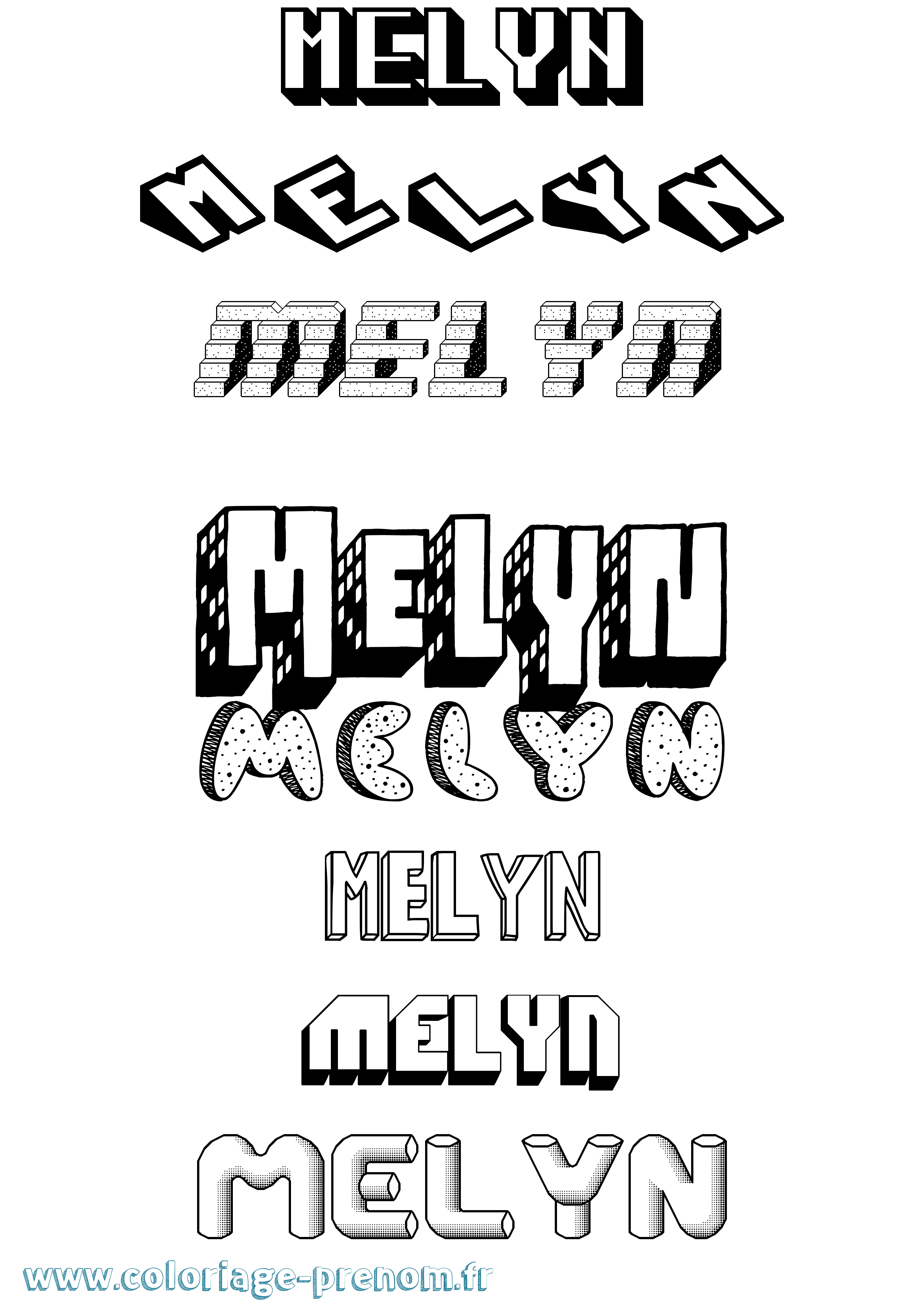 Coloriage Melyn Effet 3D Coloriage prénom Melyn Effet 3D