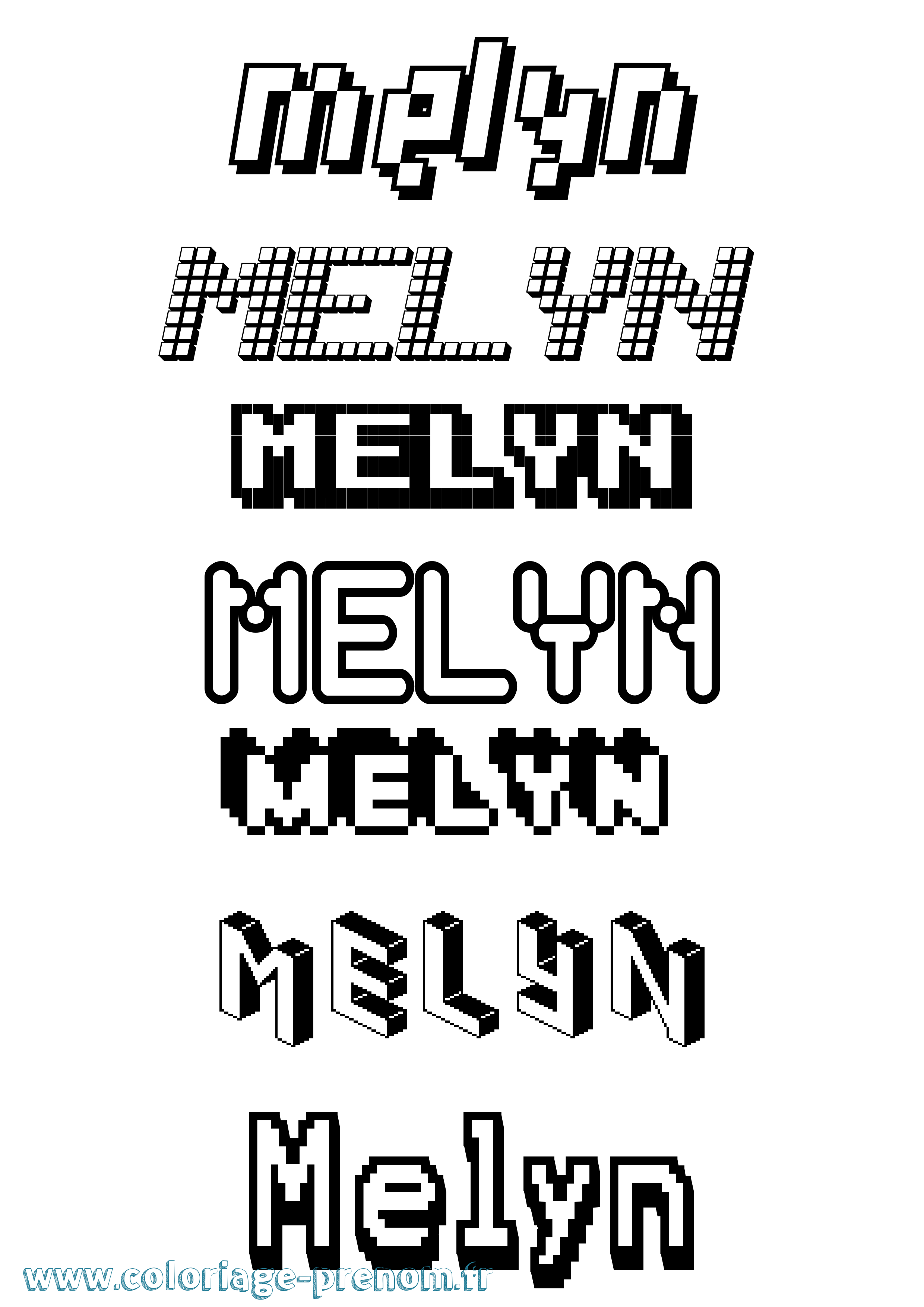 Coloriage Melyn Pixel Coloriage prénom Melyn Pixel