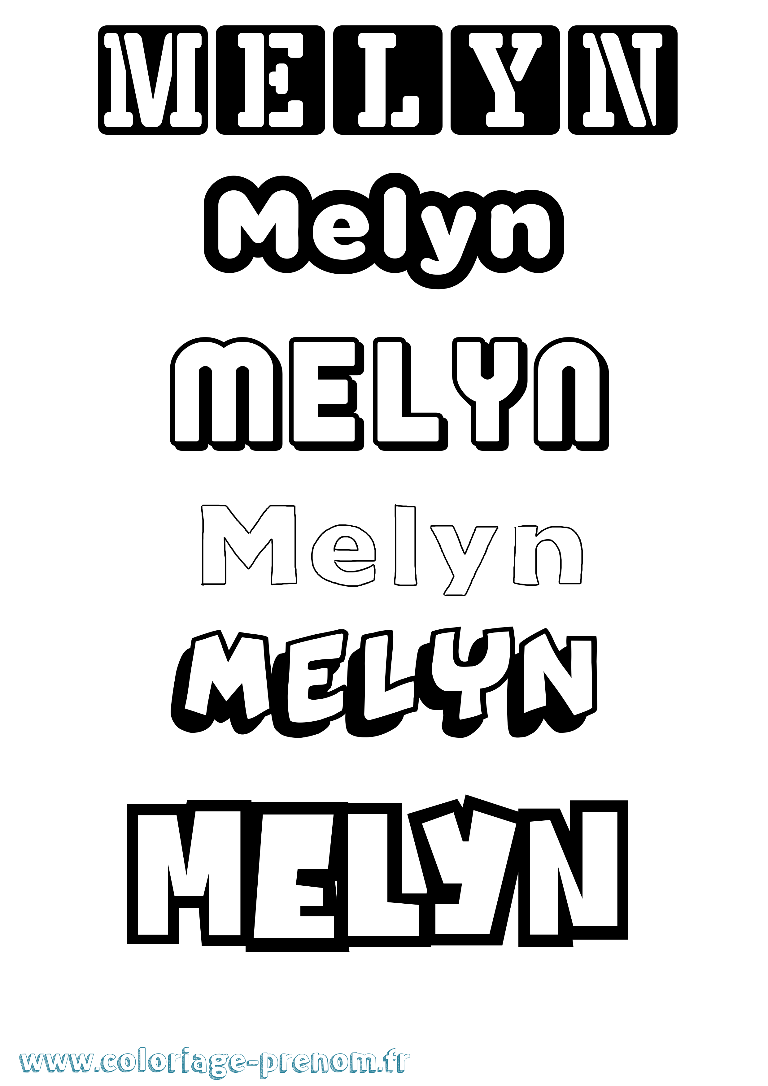 Coloriage Melyn Simple Coloriage prénom Melyn Simple