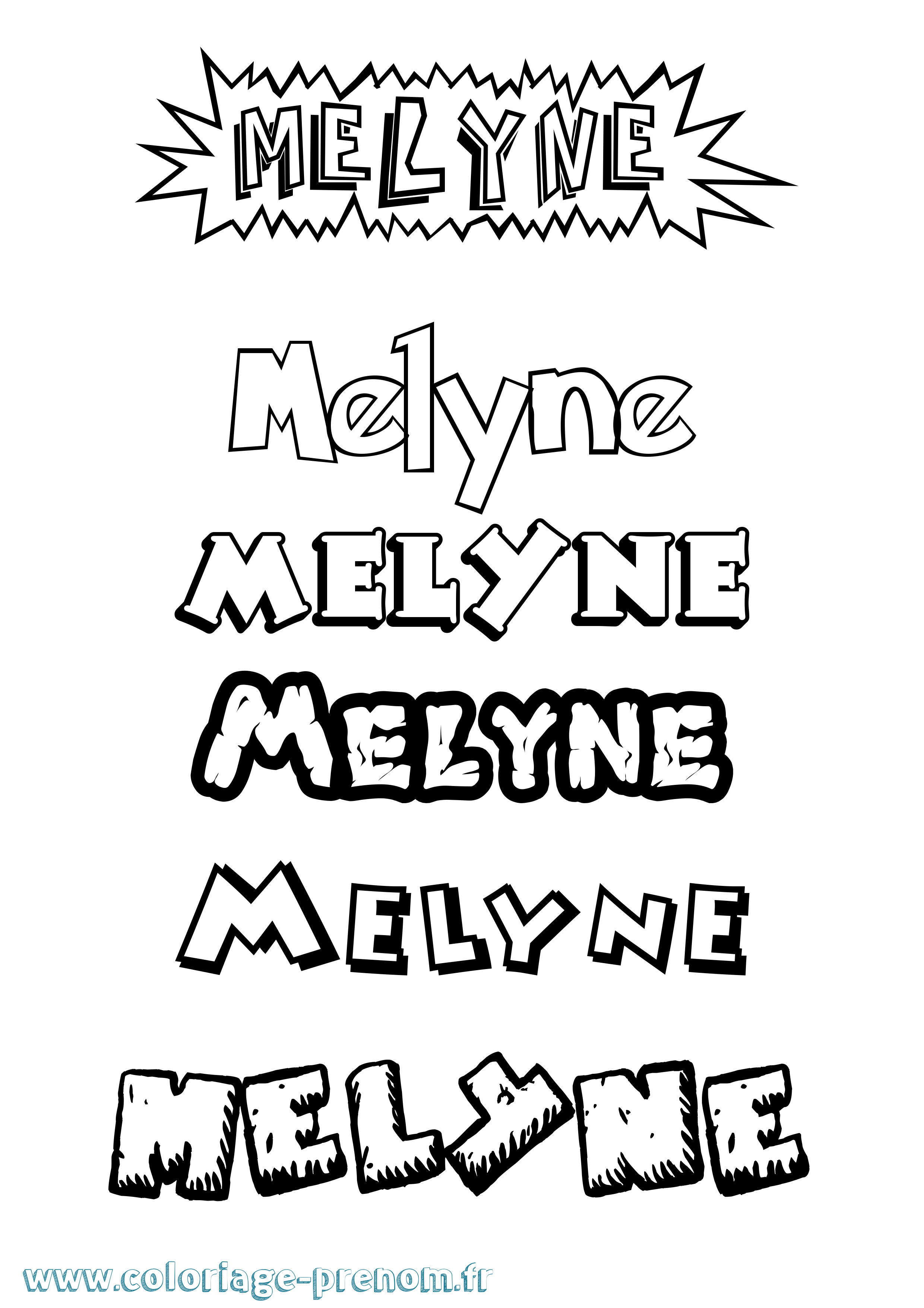 Coloriage Melyne Dessin Animé Coloriage prénom Melyne Dessin Animé
