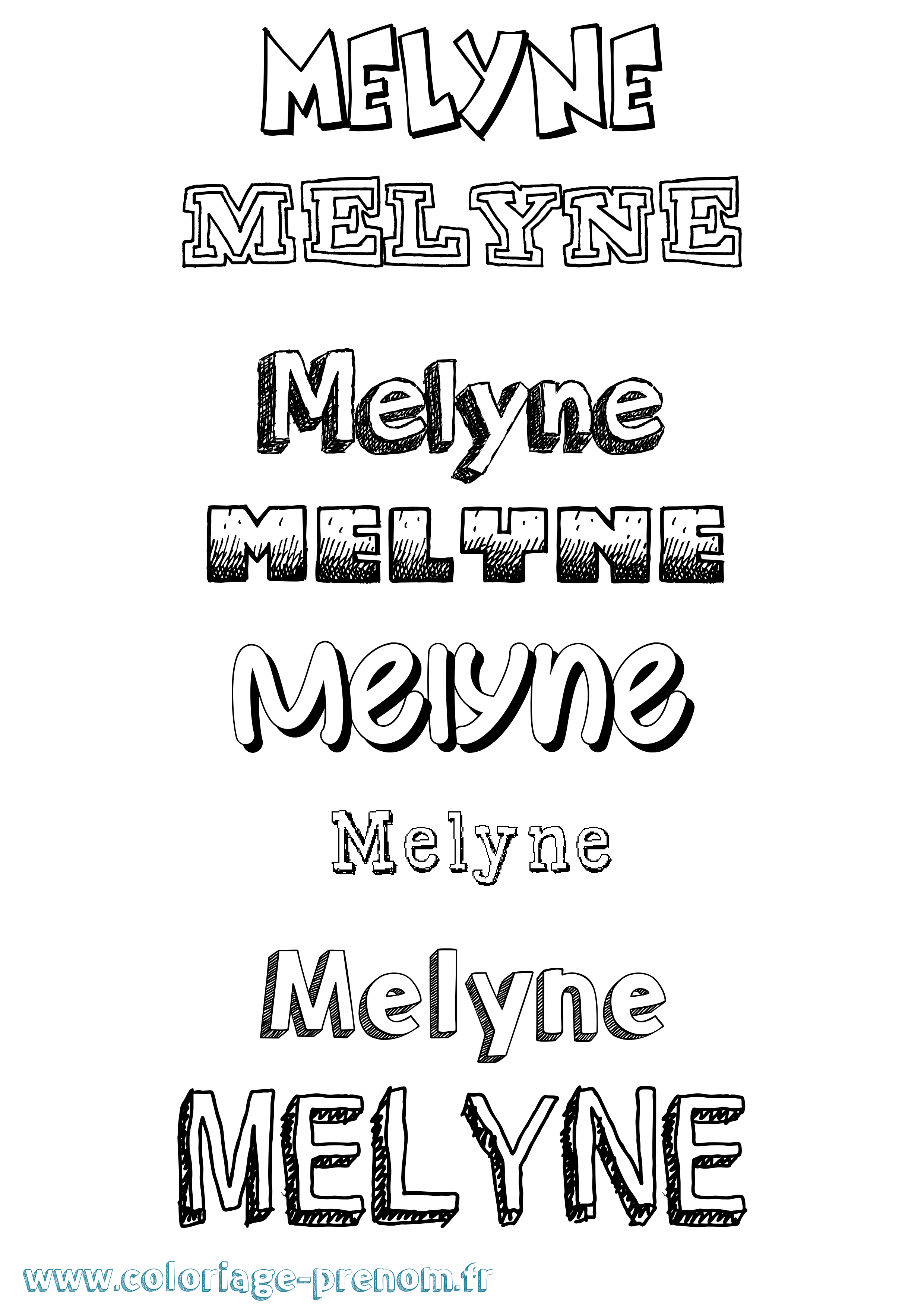 Coloriage Melyne Dessiné Coloriage prénom Melyne Dessiné