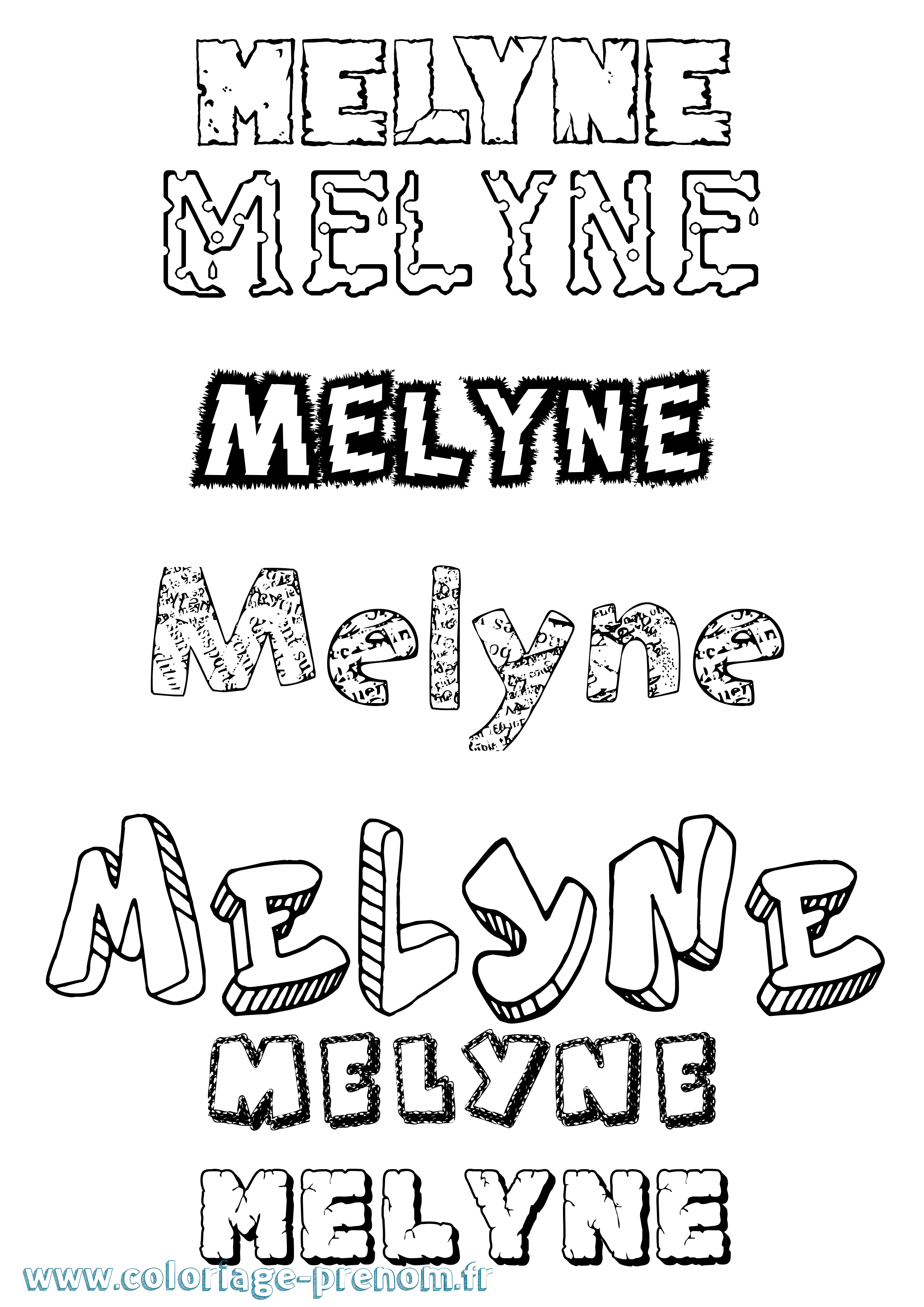 Coloriage Melyne Destructuré Coloriage prénom Melyne Destructuré