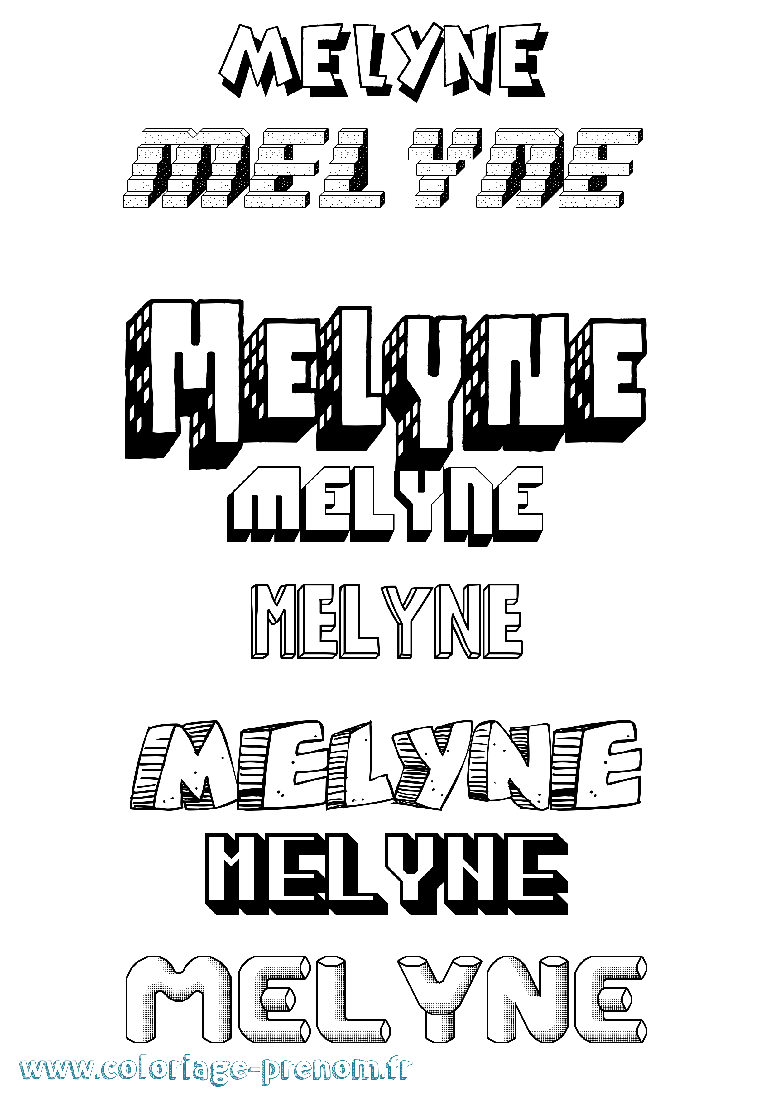 Coloriage Melyne Effet 3D Coloriage prénom Melyne Effet 3D