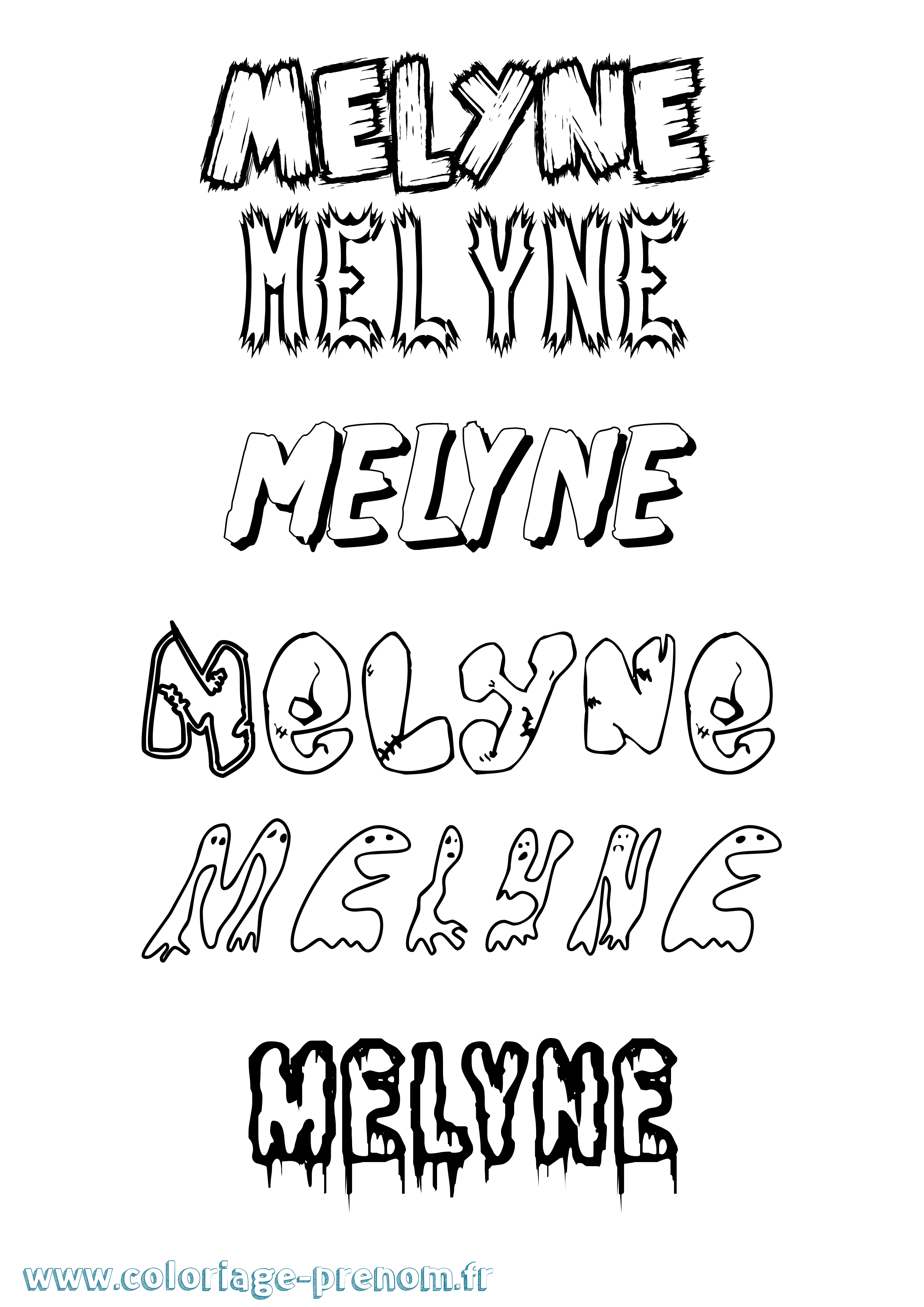 Coloriage Melyne Frisson Coloriage prénom Melyne Frisson