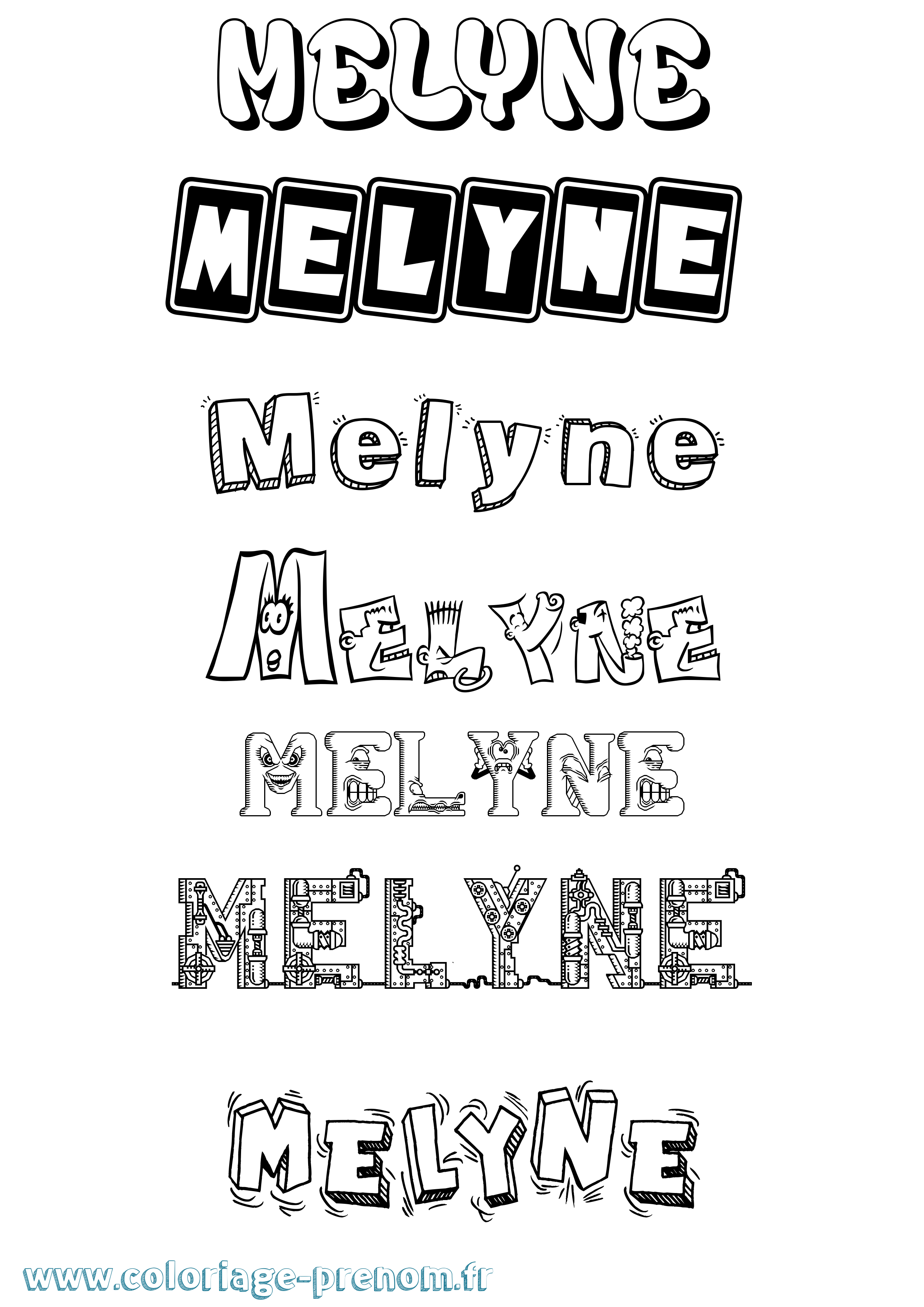 Coloriage Melyne Fun Coloriage prénom Melyne Fun