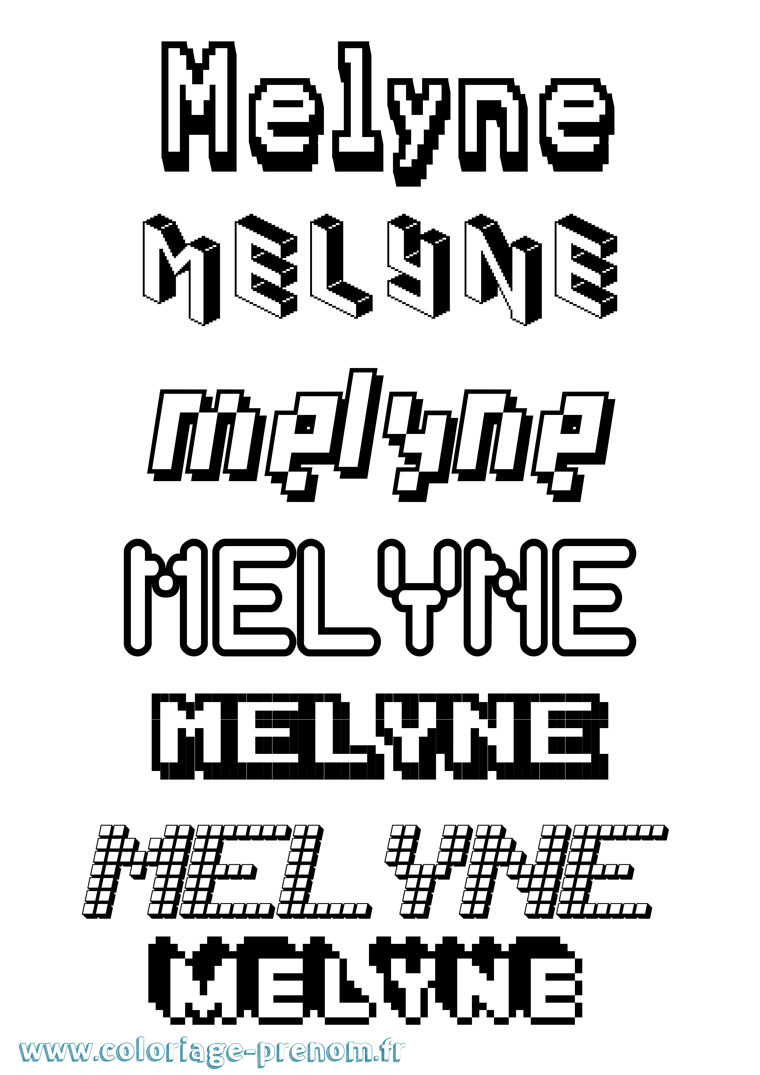Coloriage Melyne Pixel Coloriage prénom Melyne Pixel