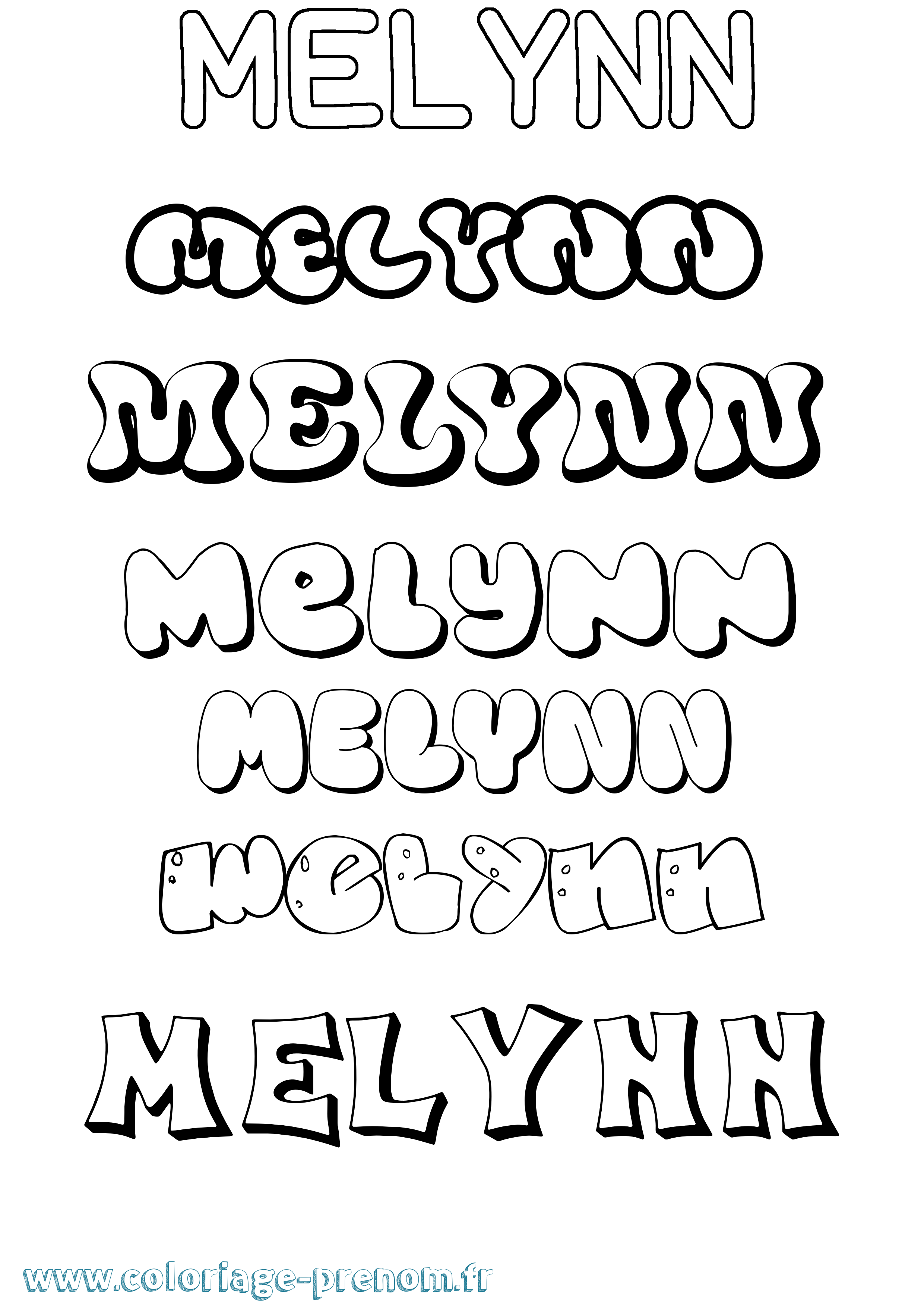 Coloriage Melynn Bubble Coloriage prénom Melynn Bubble
