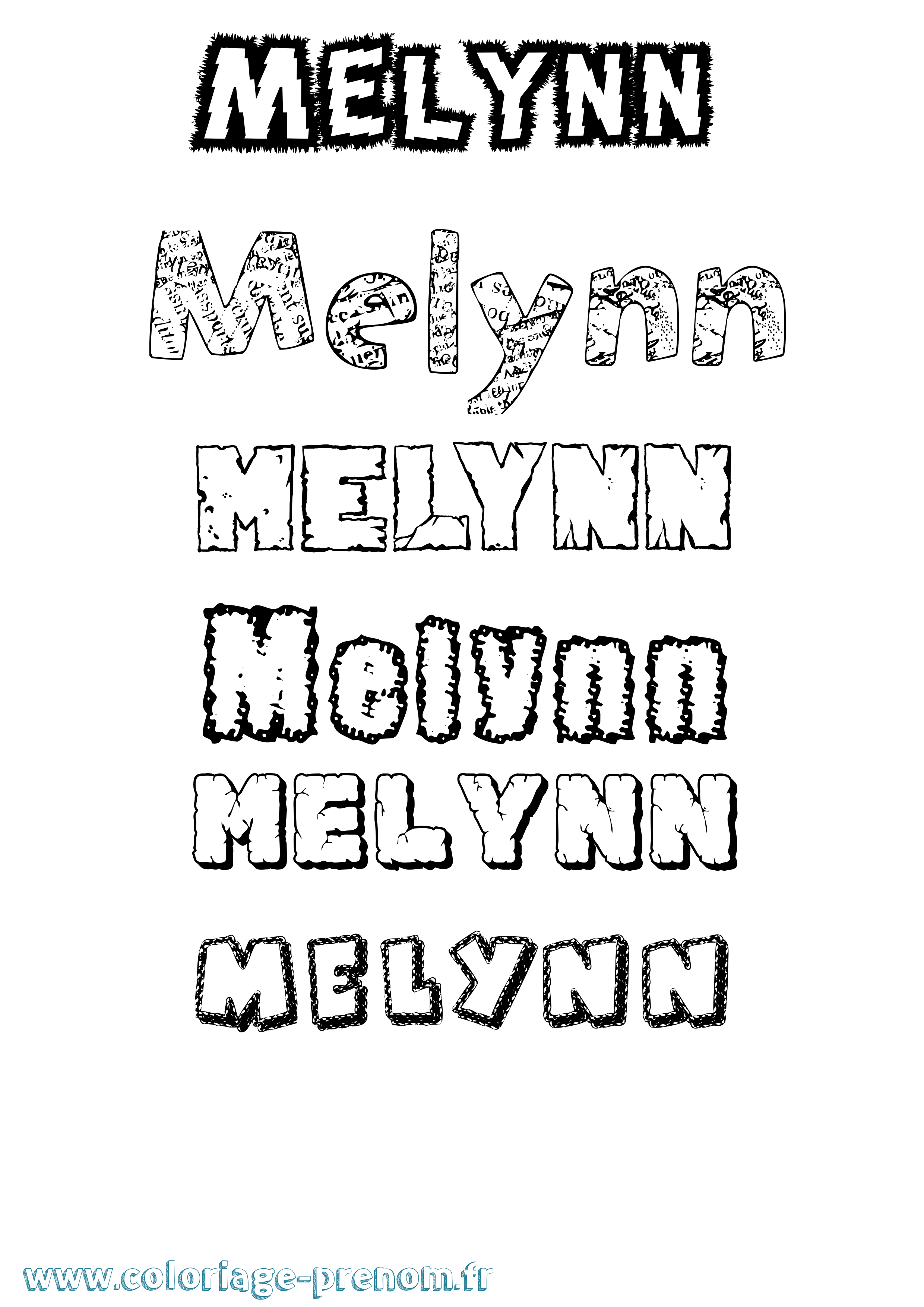 Coloriage Melynn Destructuré Coloriage prénom Melynn Destructuré