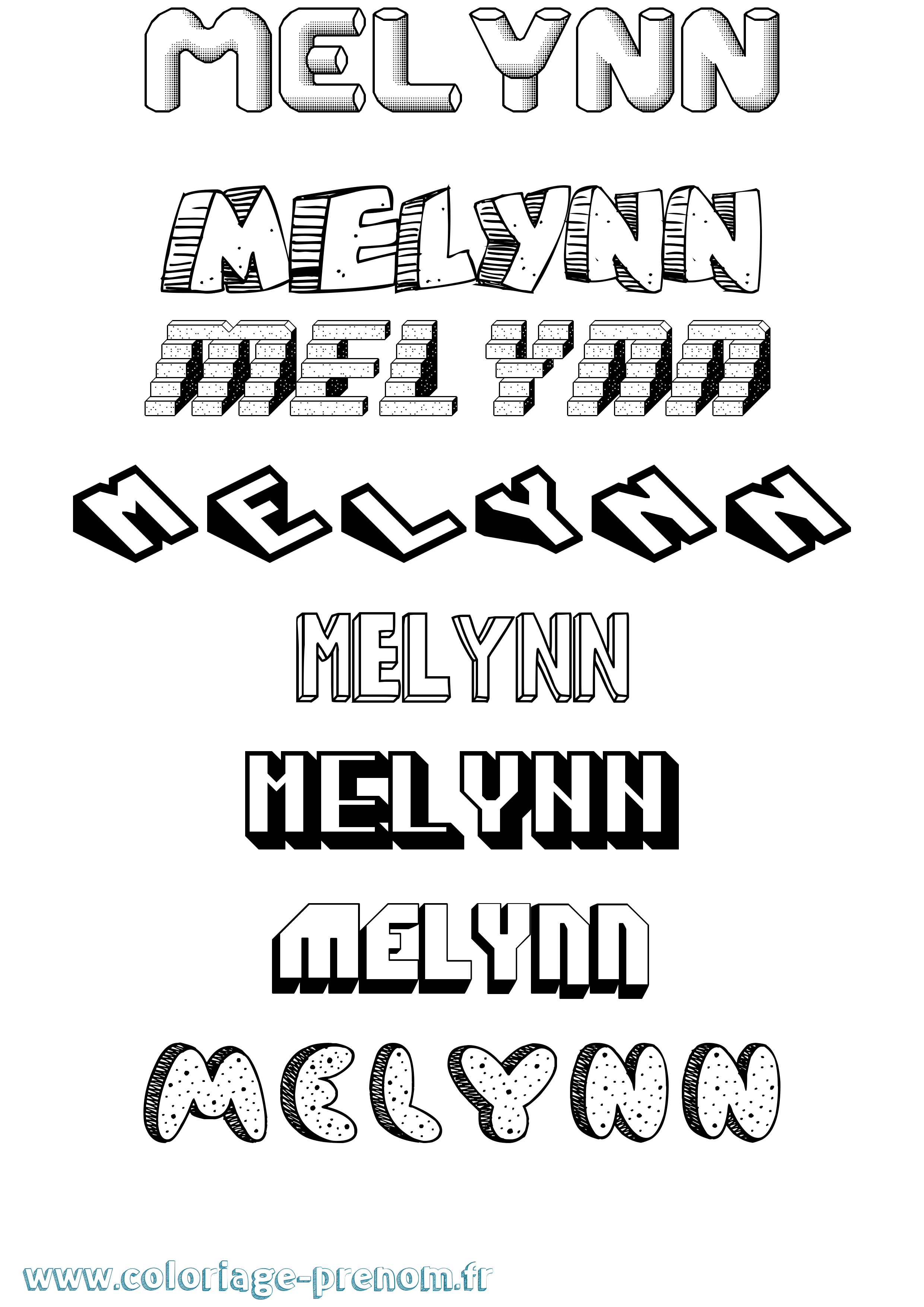 Coloriage Melynn Effet 3D Coloriage prénom Melynn Effet 3D