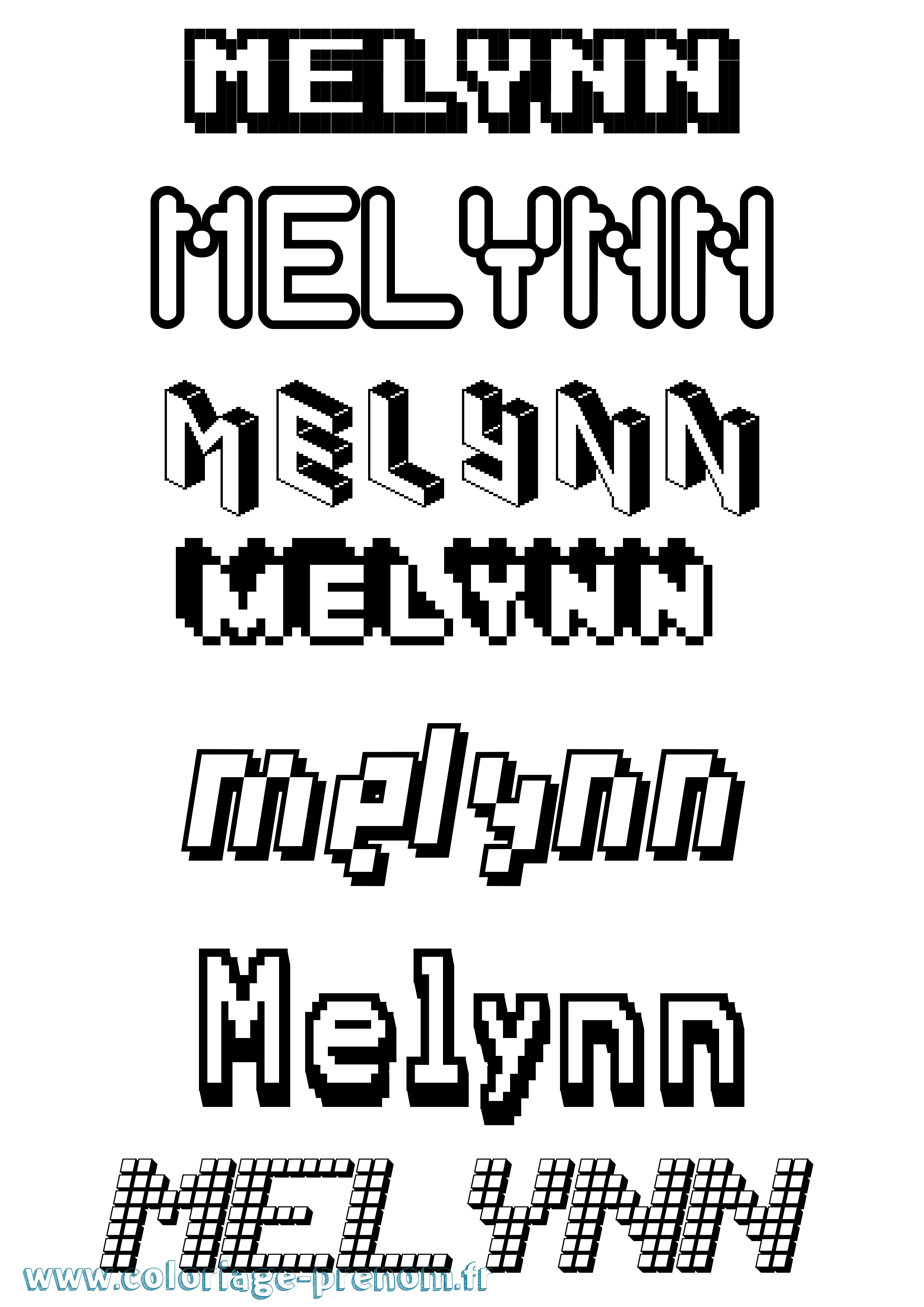 Coloriage Melynn Pixel Coloriage prénom Melynn Pixel
