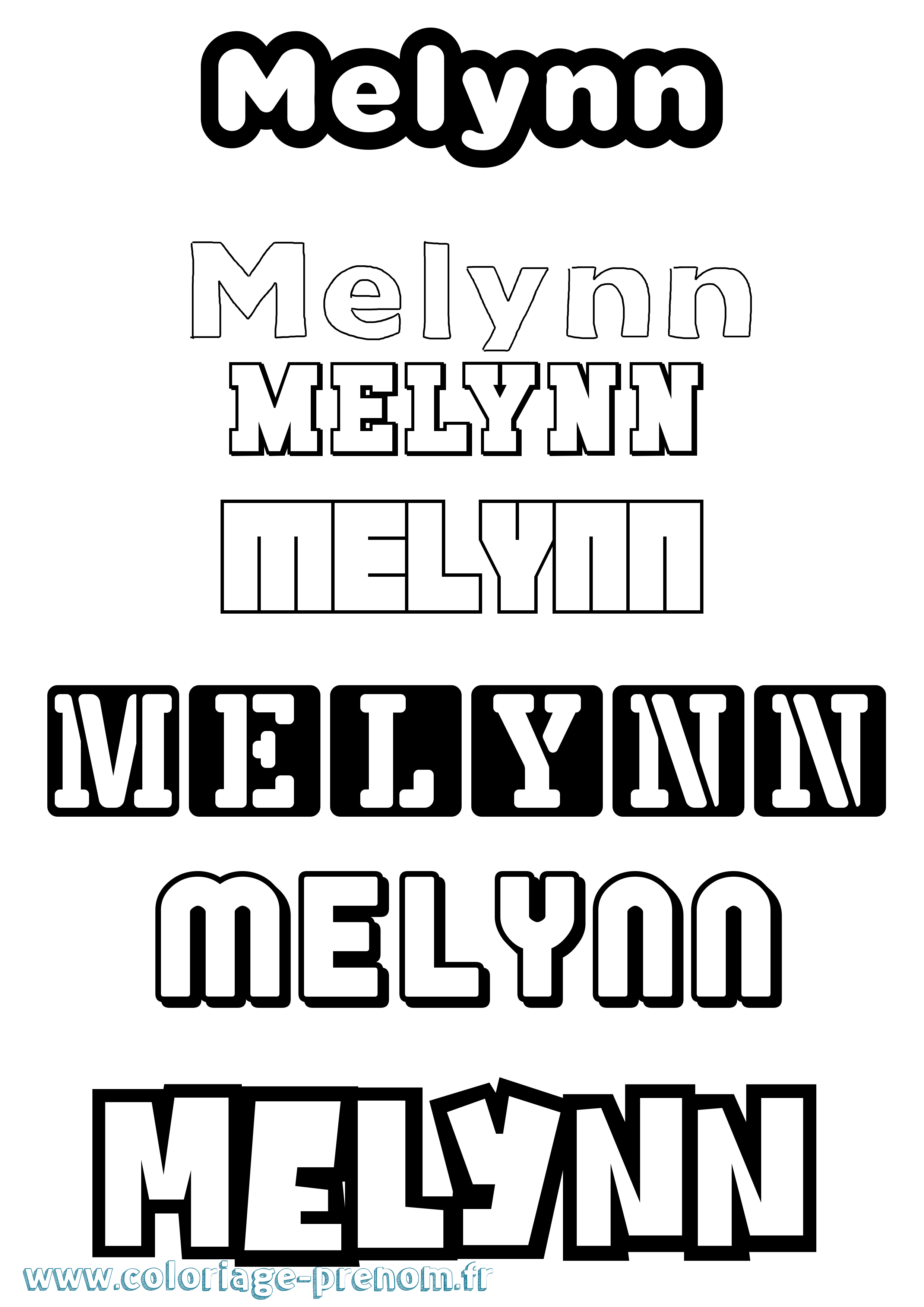 Coloriage Melynn Simple Coloriage prénom Melynn Simple
