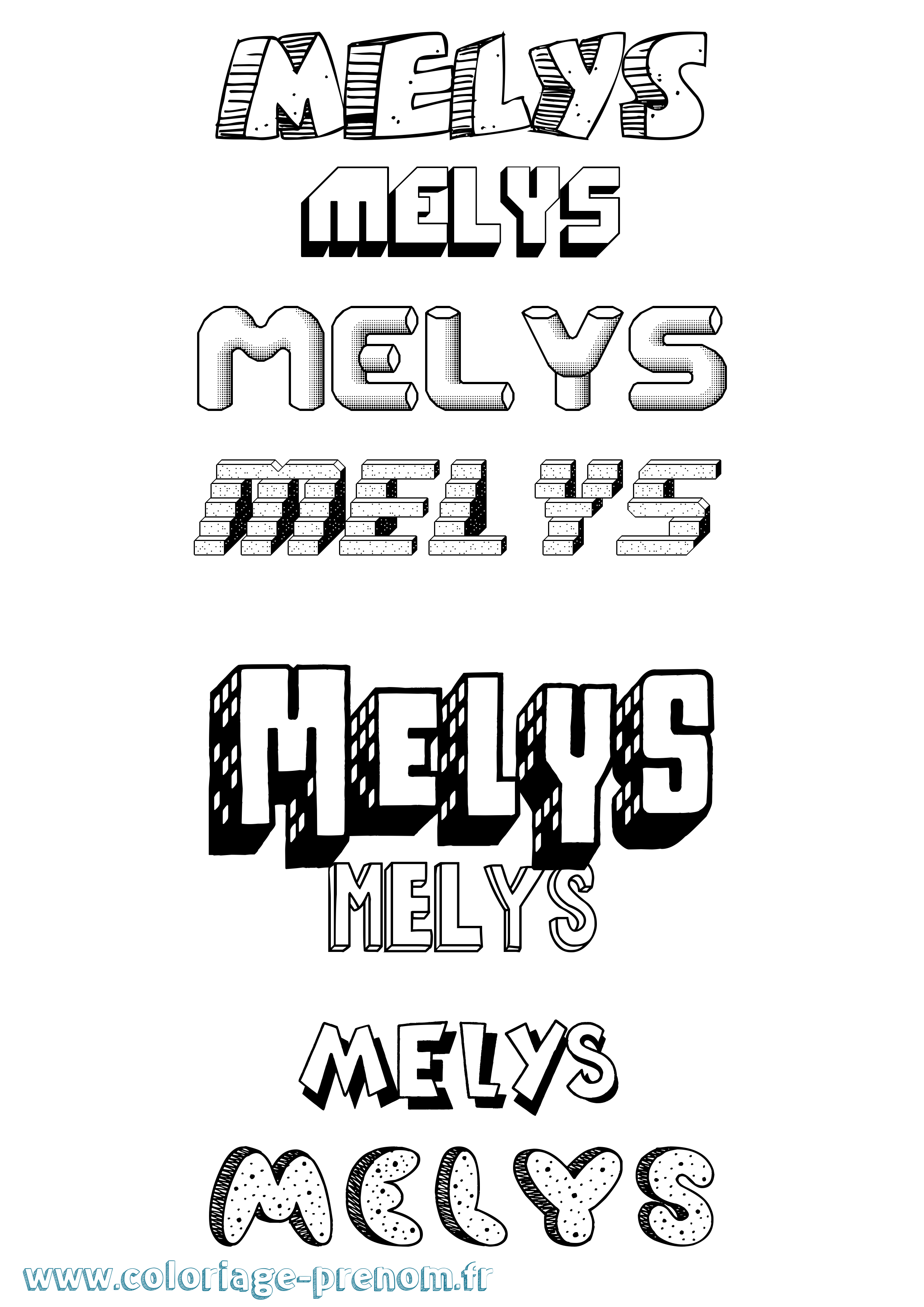 Coloriage Melys Effet 3D Coloriage prénom Melys Effet 3D