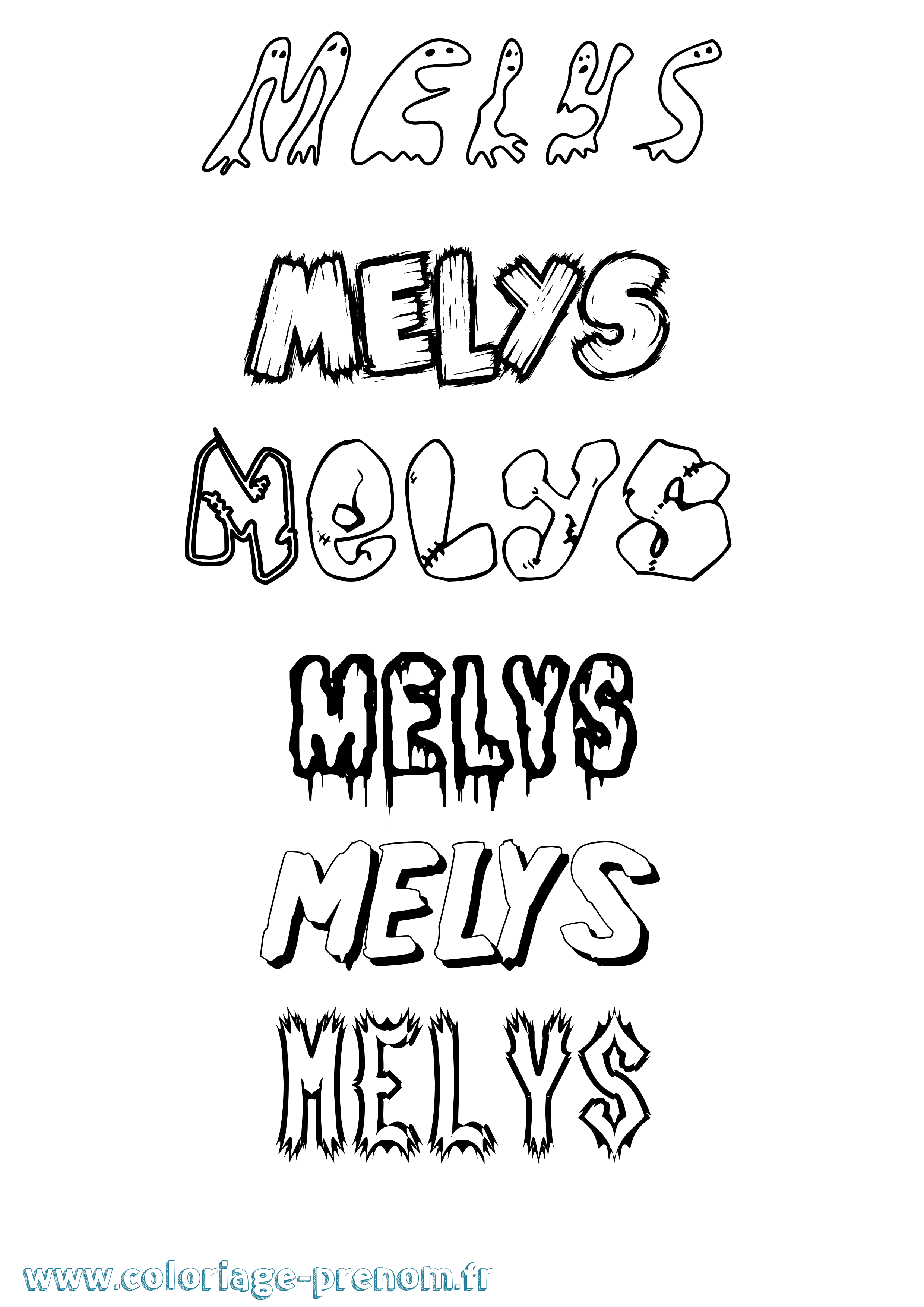 Coloriage Melys Frisson Coloriage prénom Melys Frisson