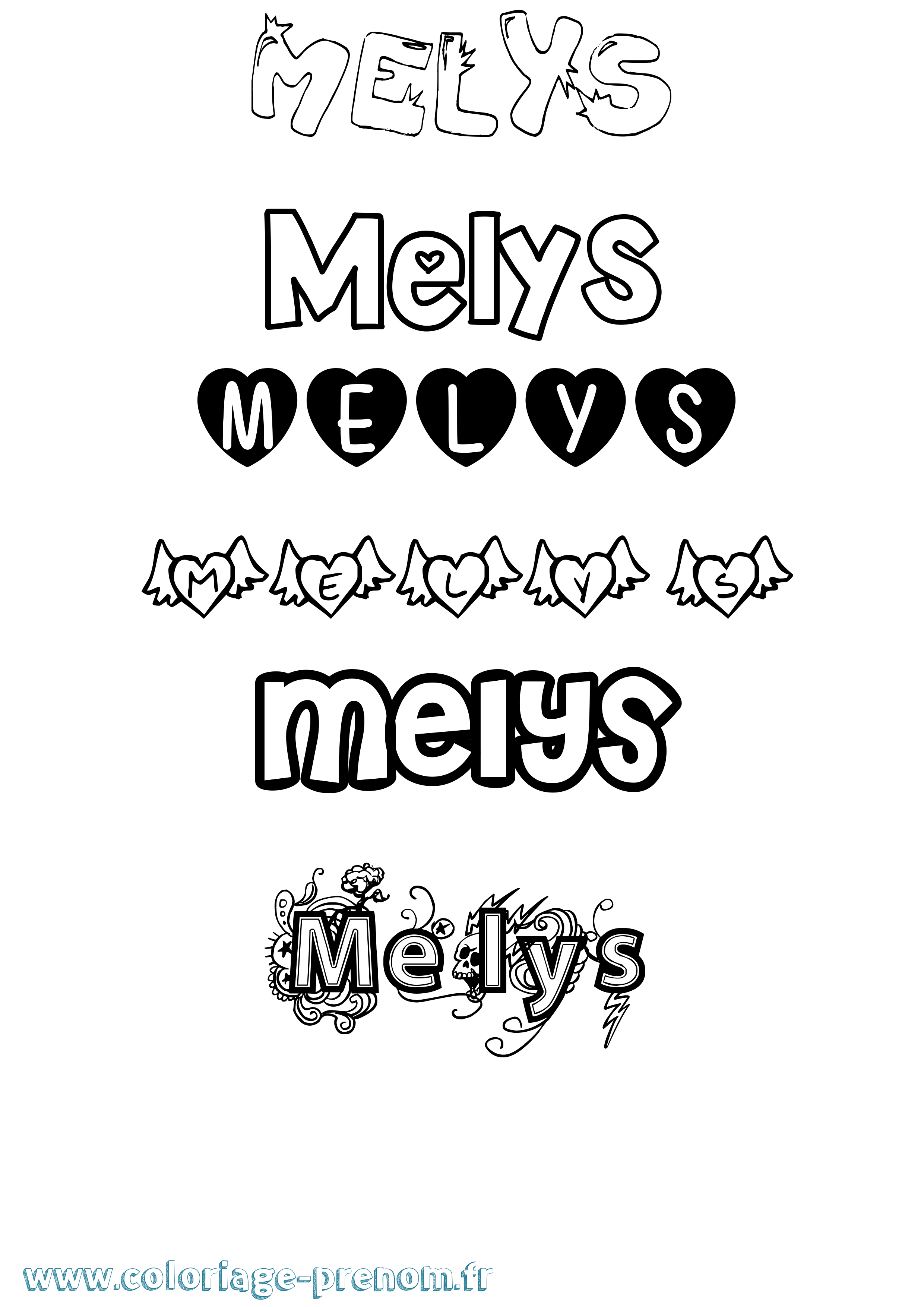 Coloriage Melys Girly Coloriage prénom Melys Girly