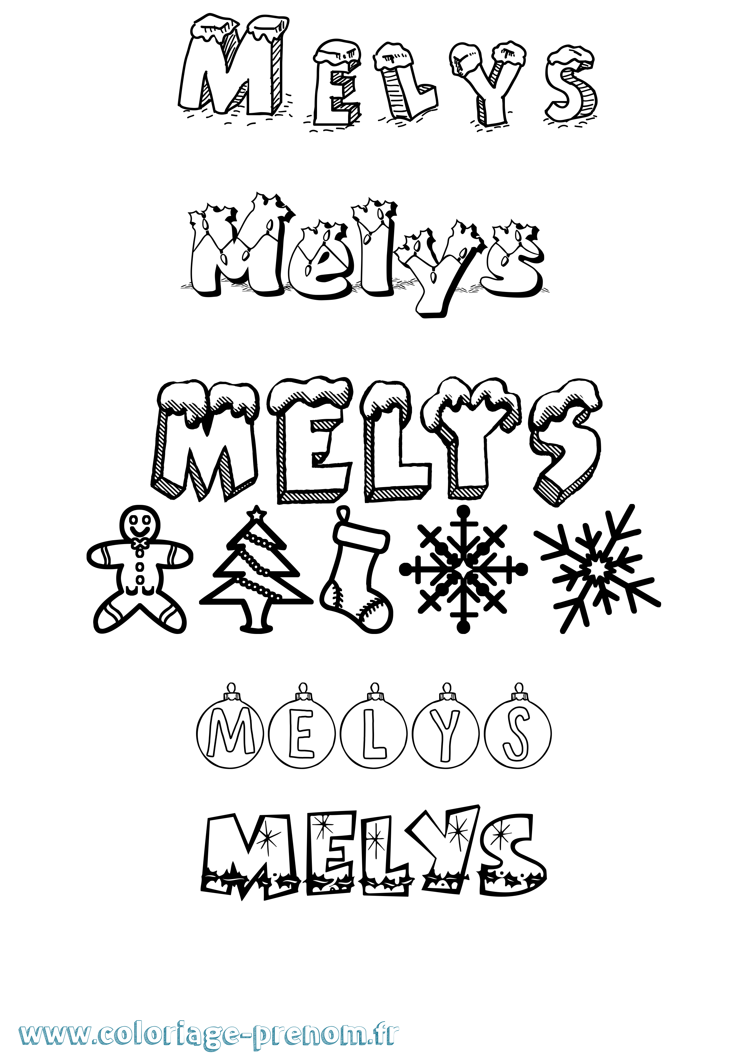 Coloriage Melys Noël Coloriage prénom Melys Noël