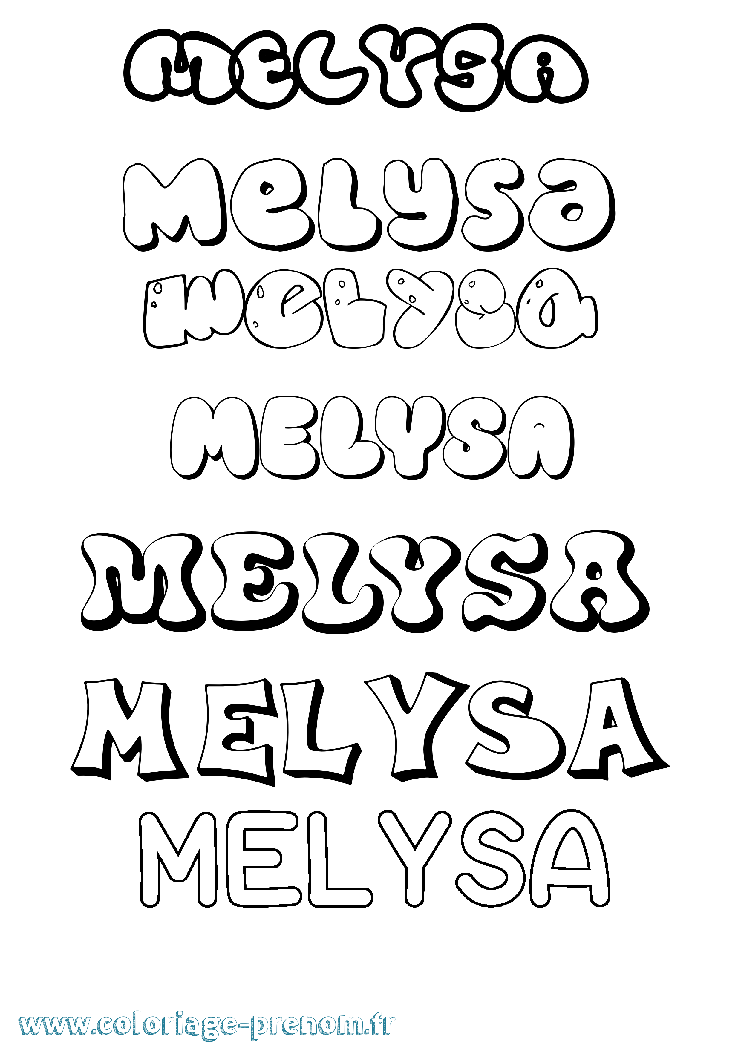Coloriage Melysa Bubble Coloriage prénom Melysa Bubble