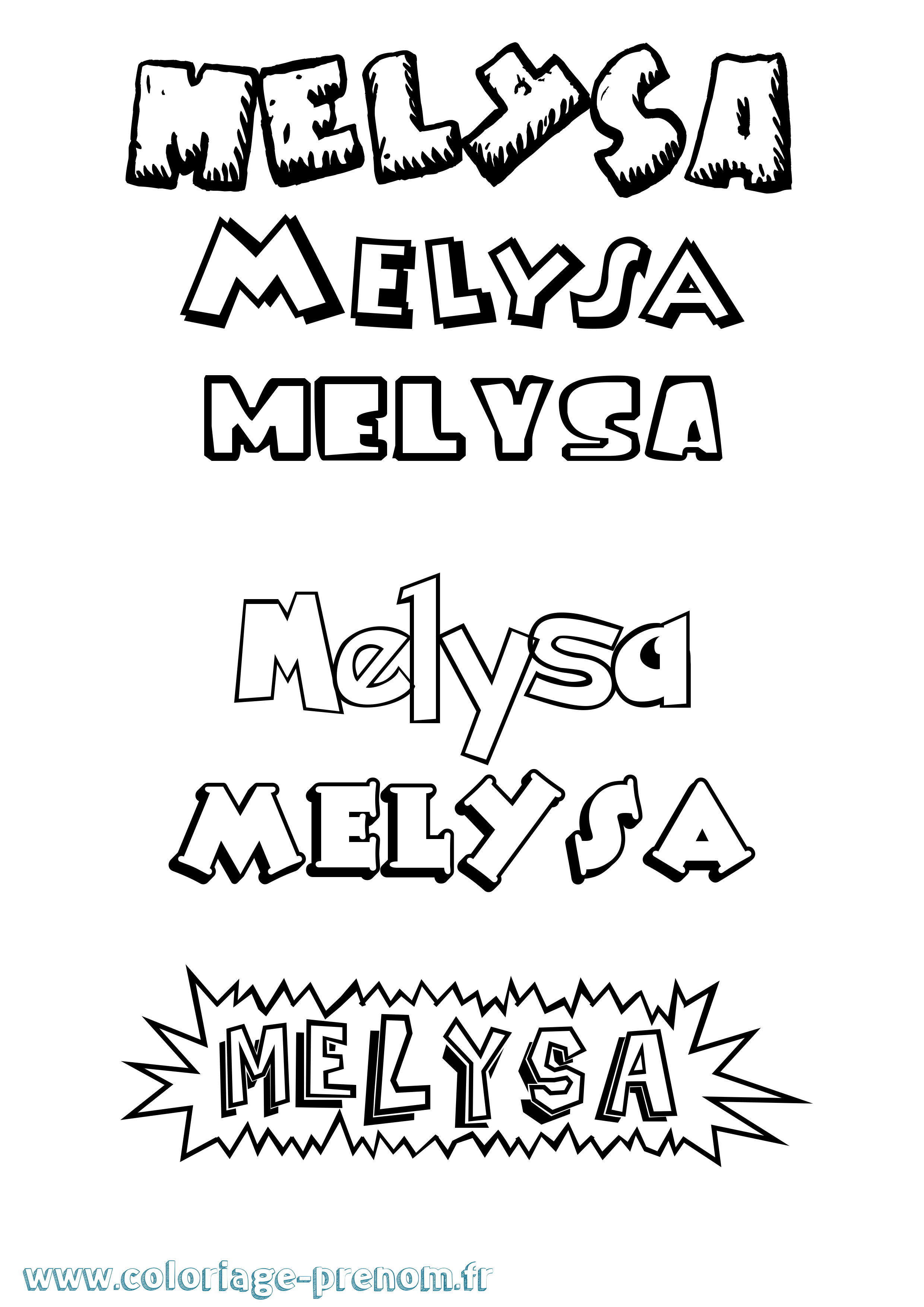 Coloriage Melysa Dessin Animé Coloriage prénom Melysa Dessin Animé