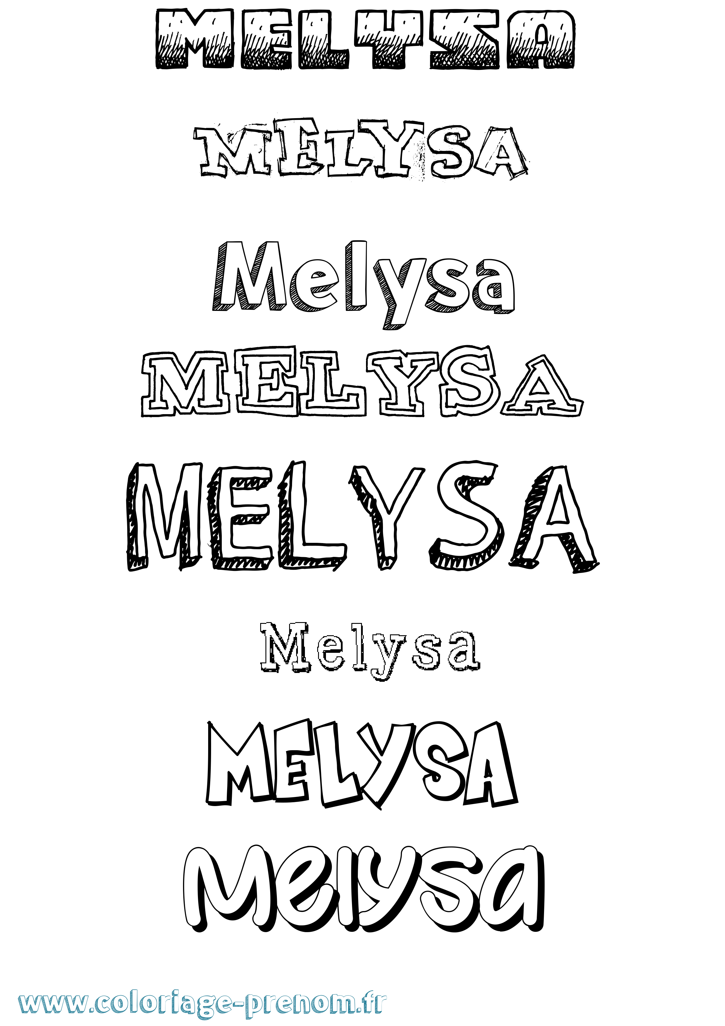 Coloriage Melysa Dessiné Coloriage prénom Melysa Dessiné
