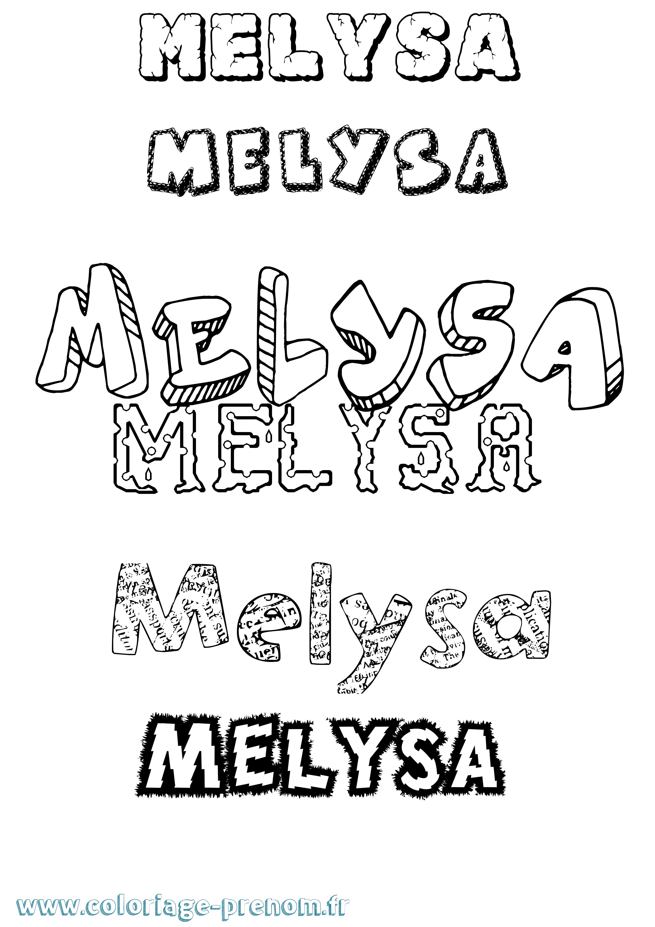 Coloriage Melysa Destructuré Coloriage prénom Melysa Destructuré