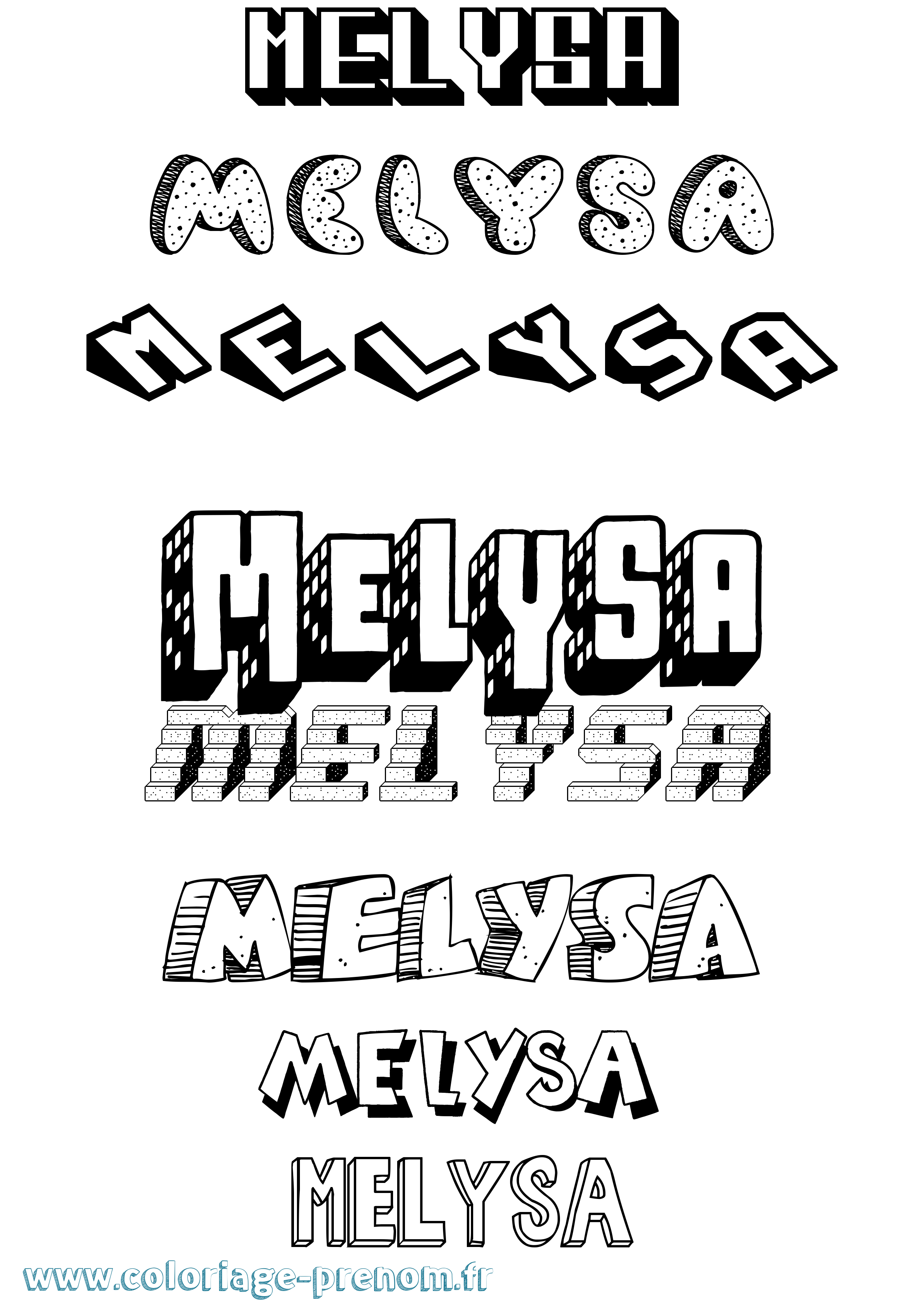 Coloriage Melysa Effet 3D Coloriage prénom Melysa Effet 3D