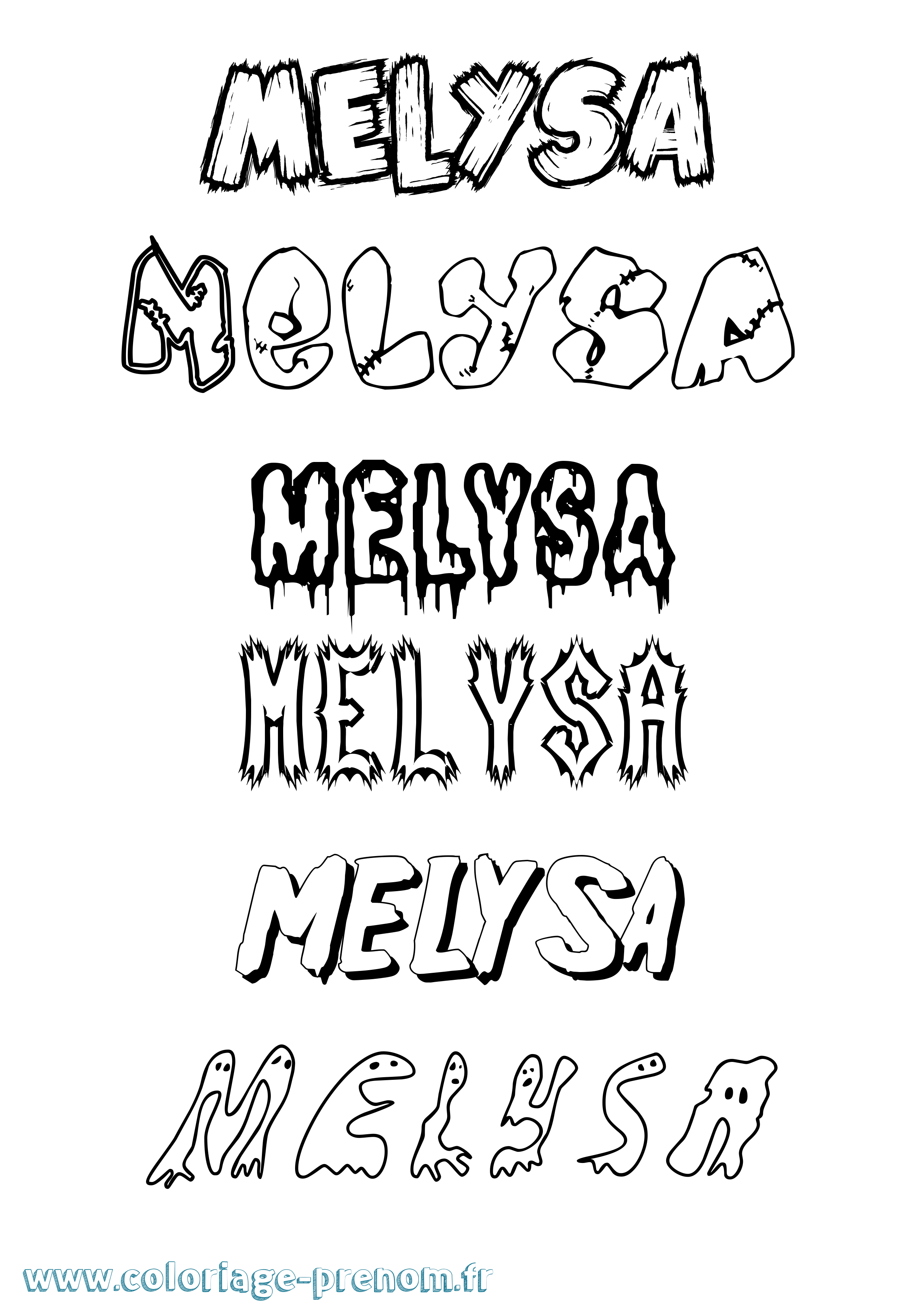 Coloriage Melysa Frisson Coloriage prénom Melysa Frisson