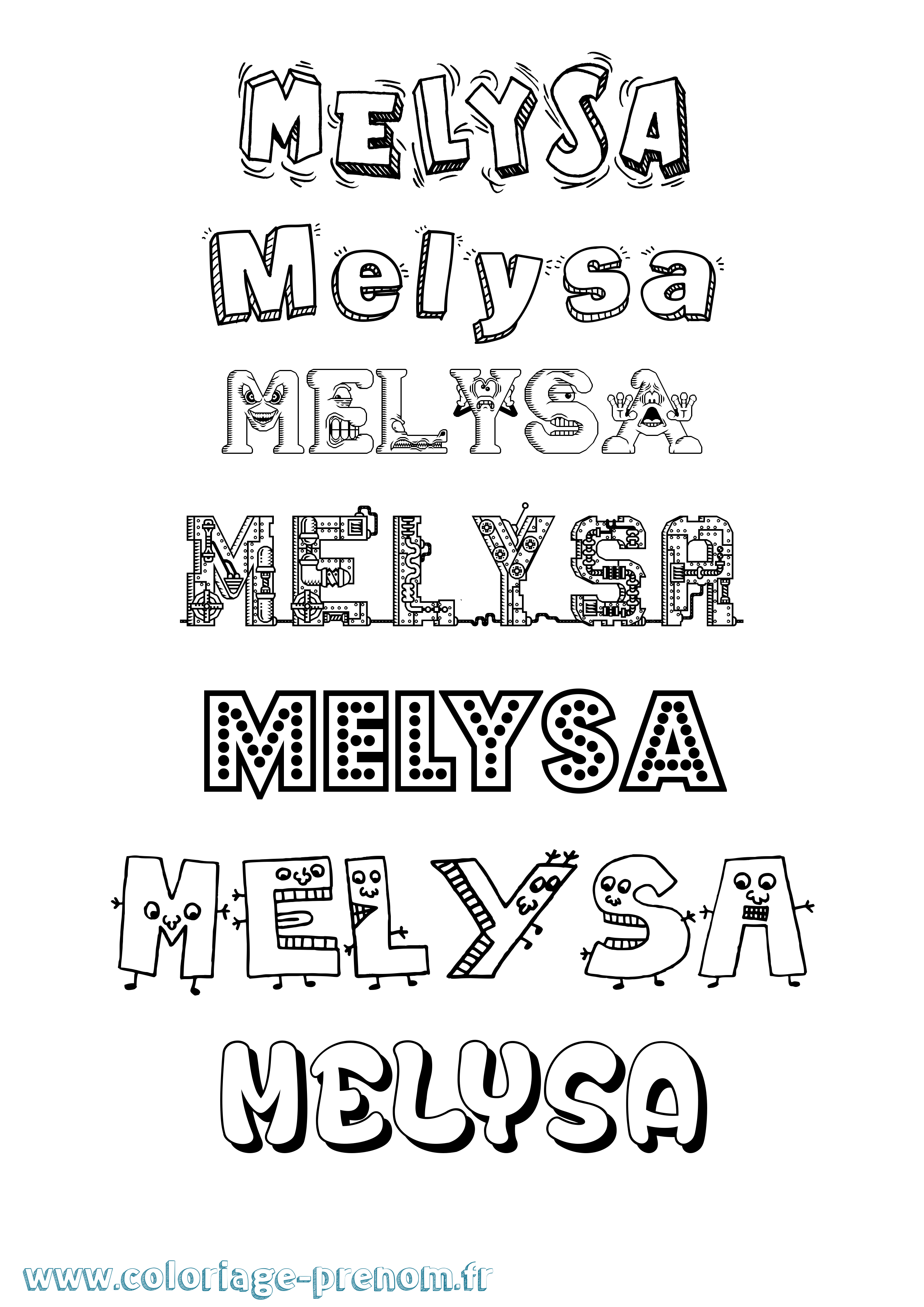 Coloriage Melysa Fun Coloriage prénom Melysa Fun