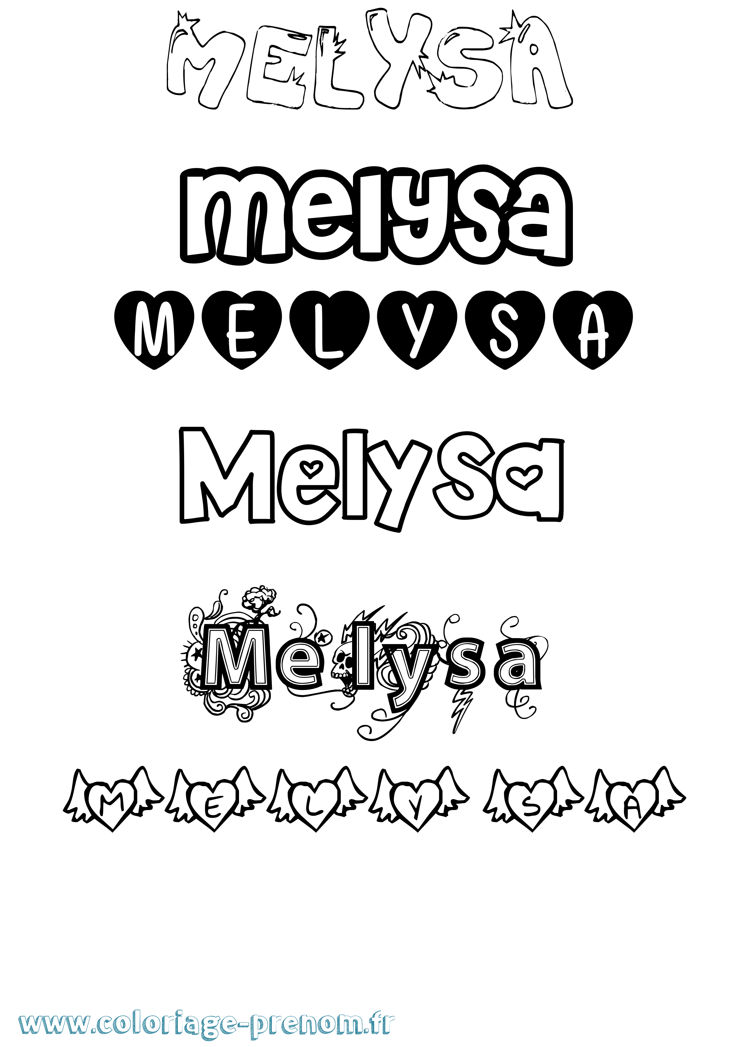Coloriage Melysa Girly Coloriage prénom Melysa Girly
